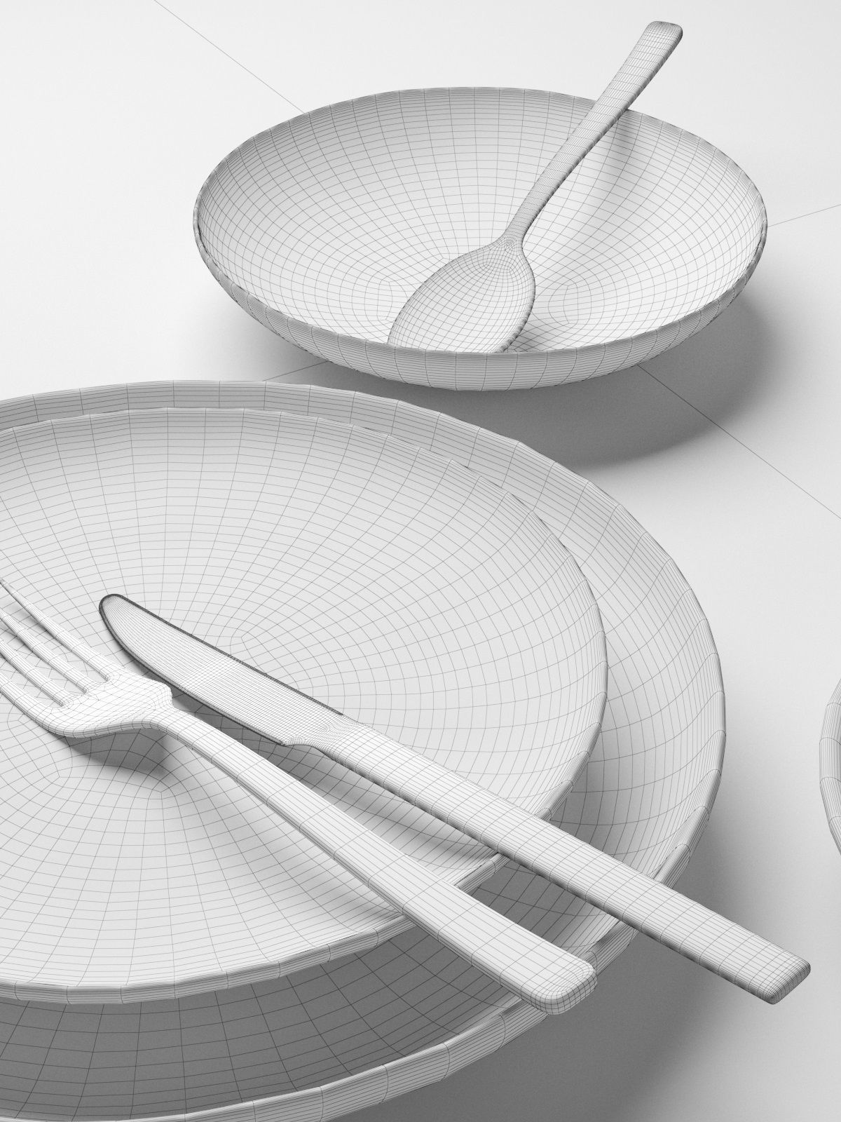 Tableware Set 7 dinner with copper forks and spoons 3D model_4