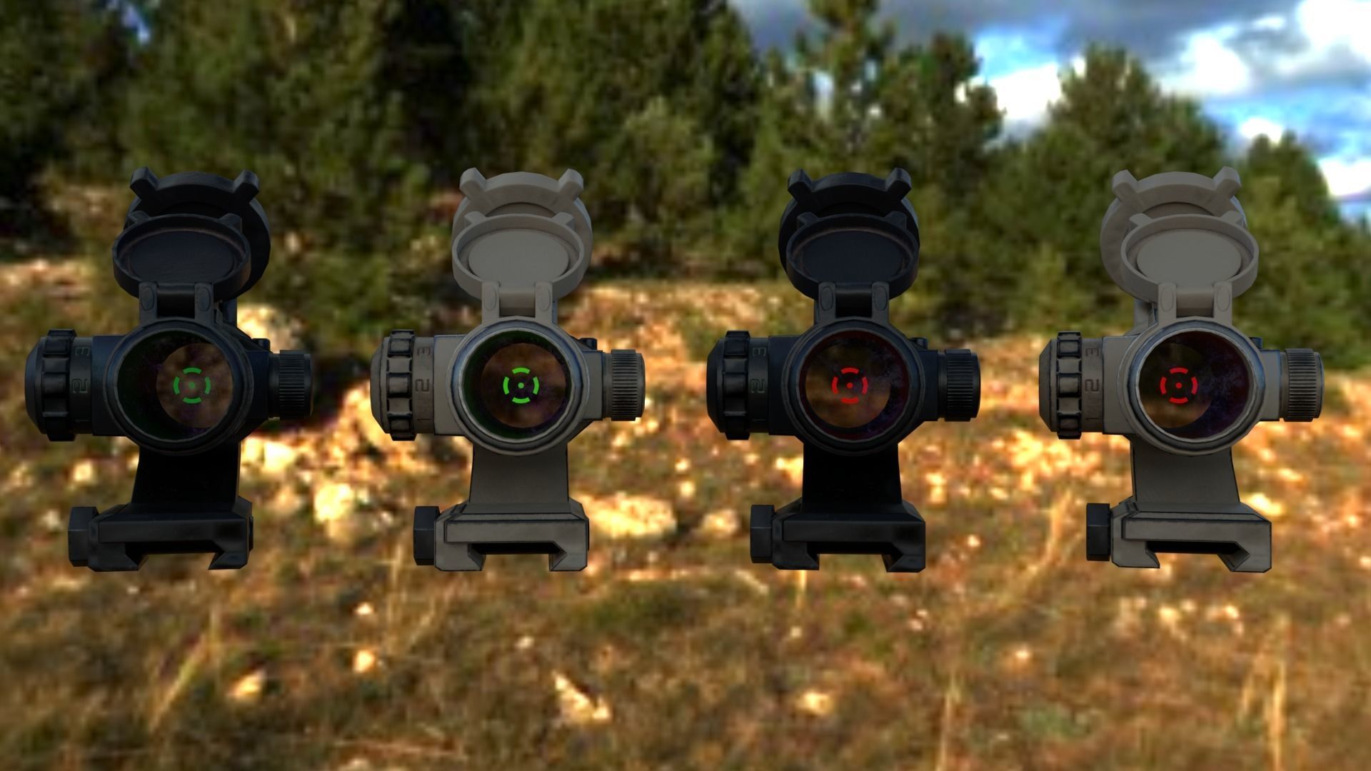 Red-Green Dot Sight Low-poly 3D model_2