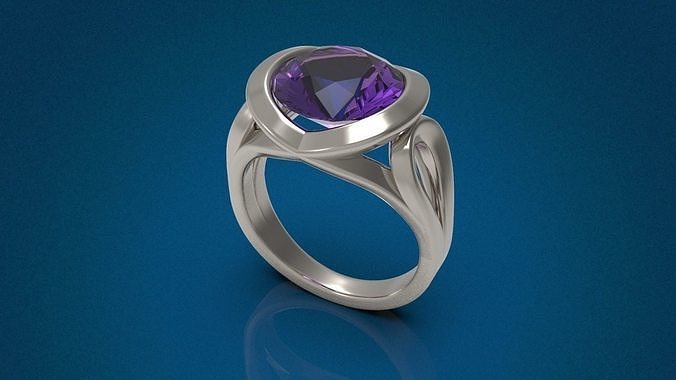 Big gemstone ring 3D print model 3D print model