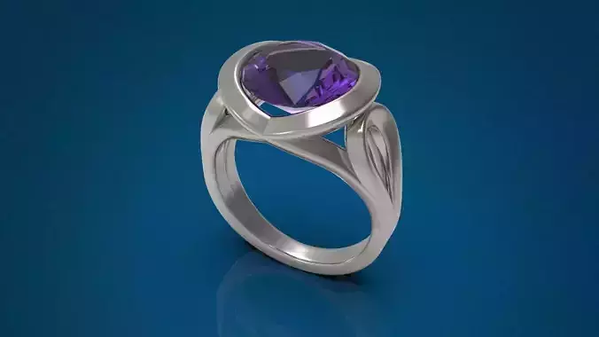 Big gemstone ring 3D print model 3D print model
