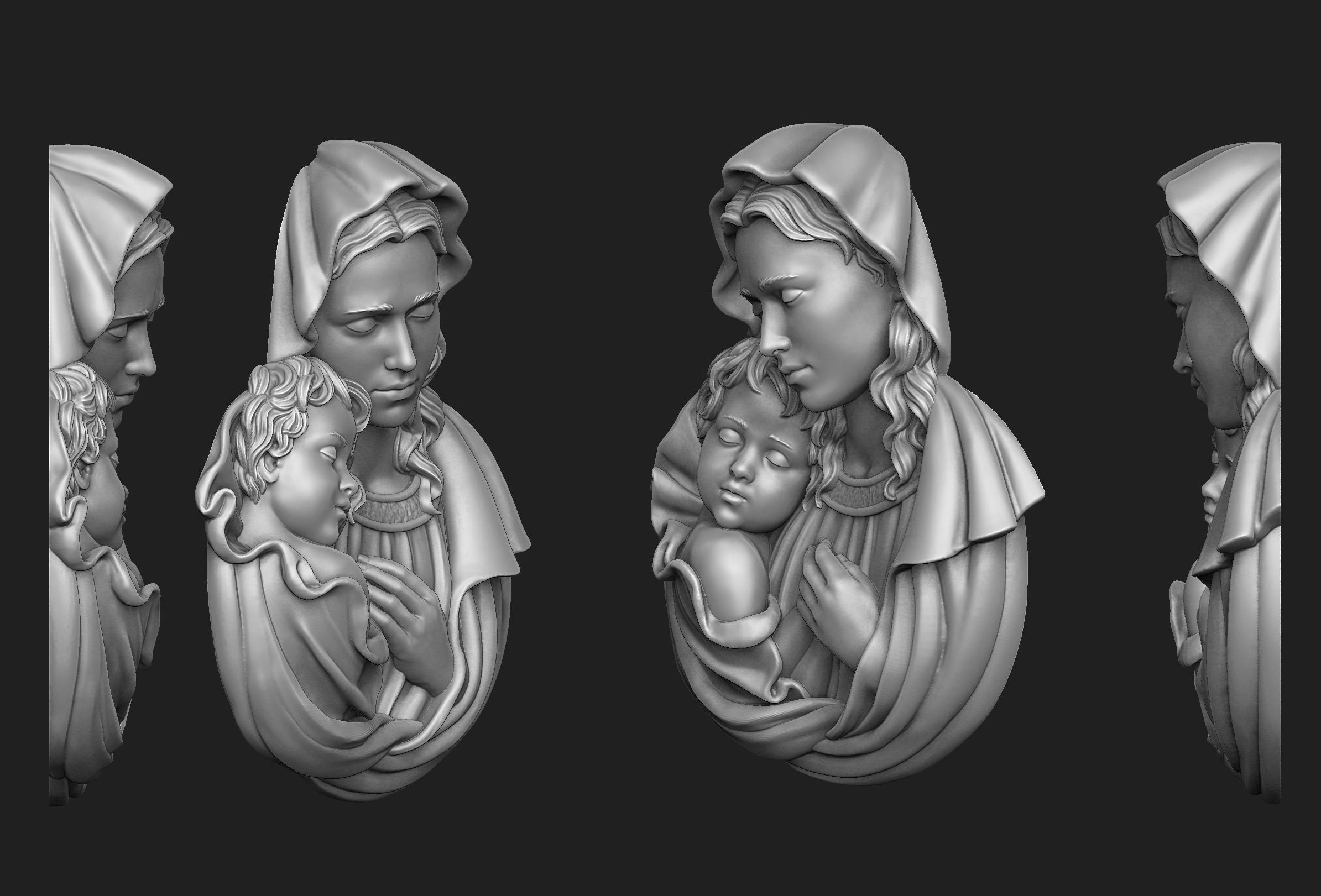 Mary with Baby Jesus Pendant 3D print model_1