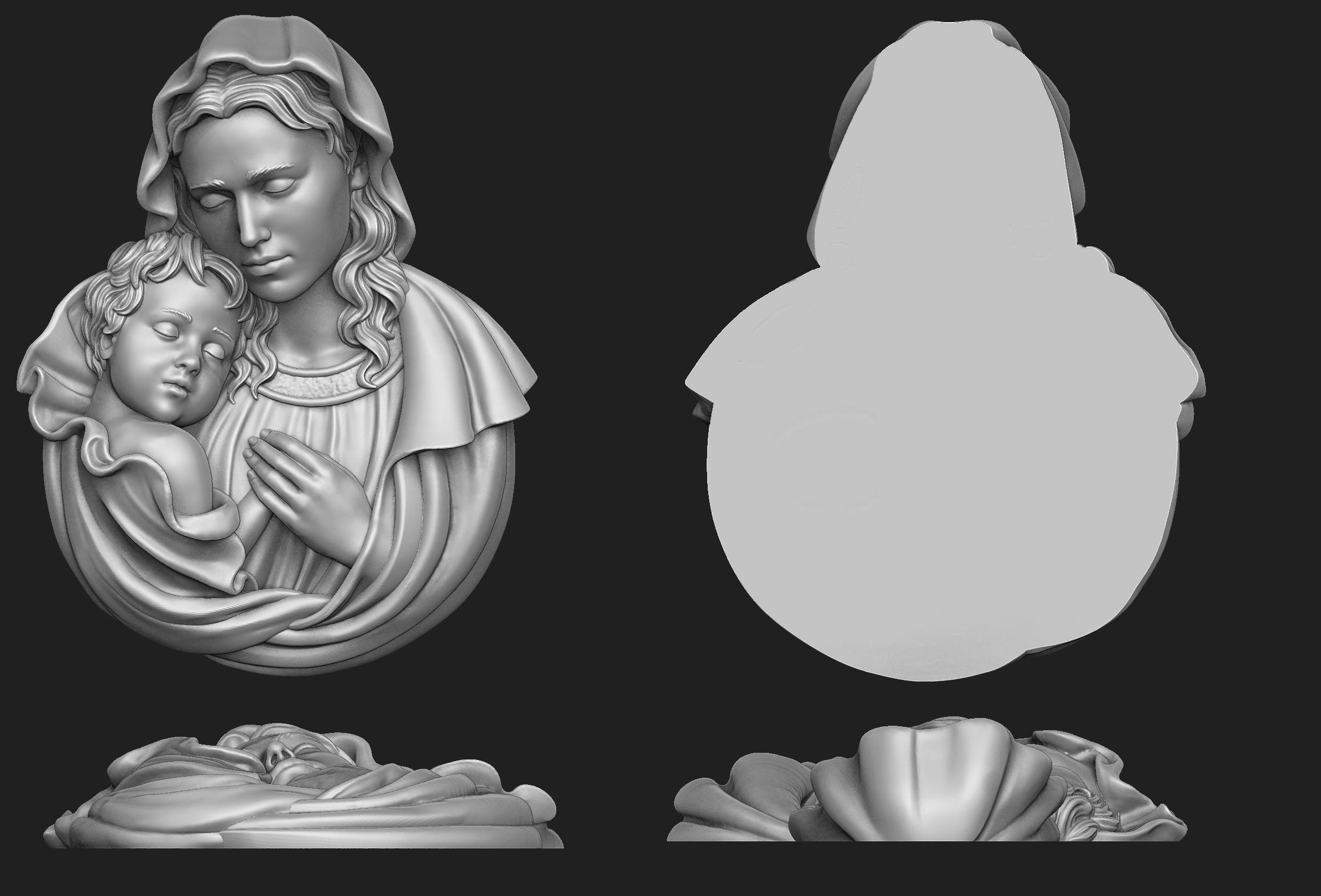 Mary with Baby Jesus Pendant 3D print model_2