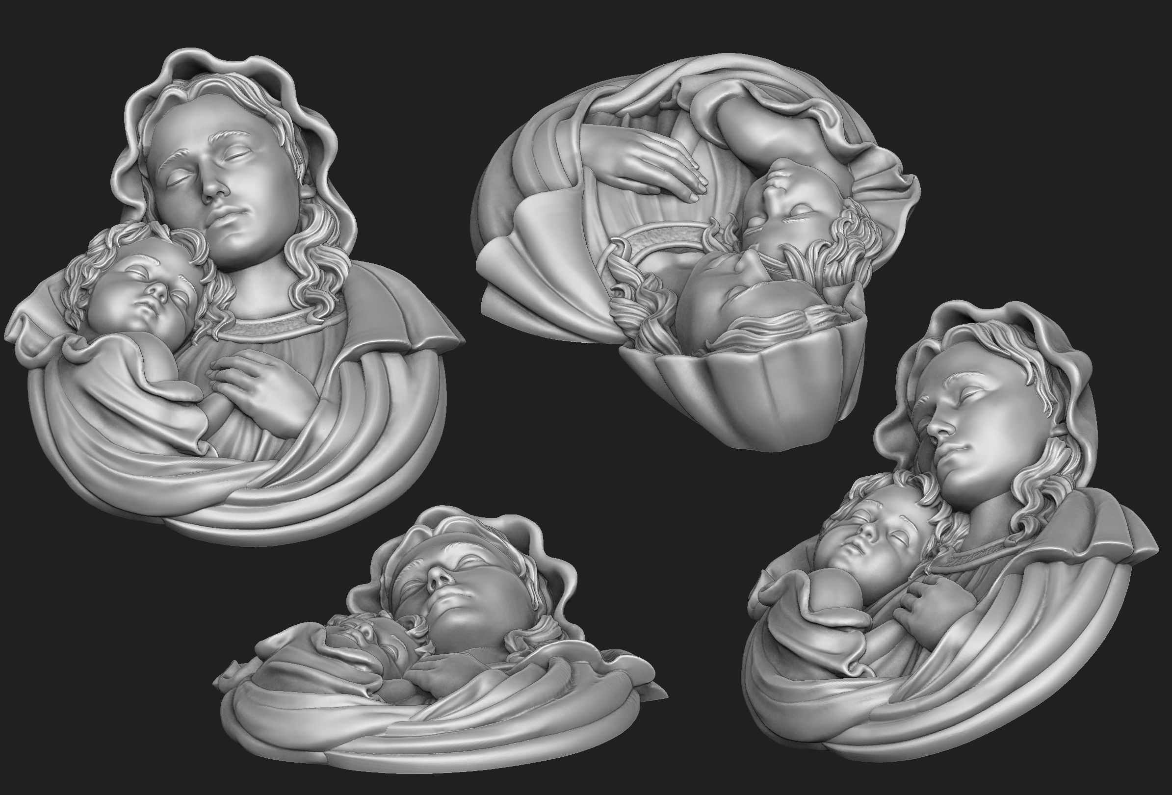 Mary with Baby Jesus Pendant 3D print model_3