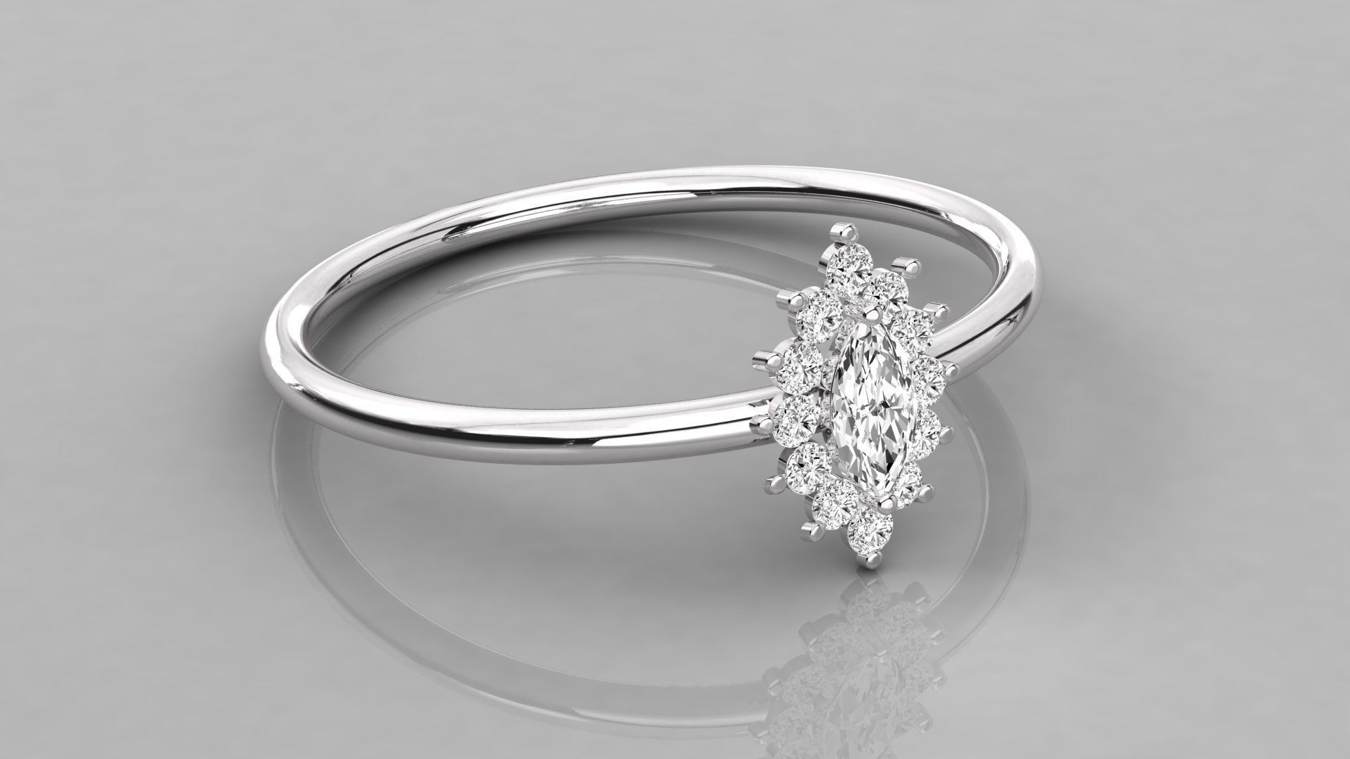 Women solitaire ring 3dm stl render detail  3D print model_5