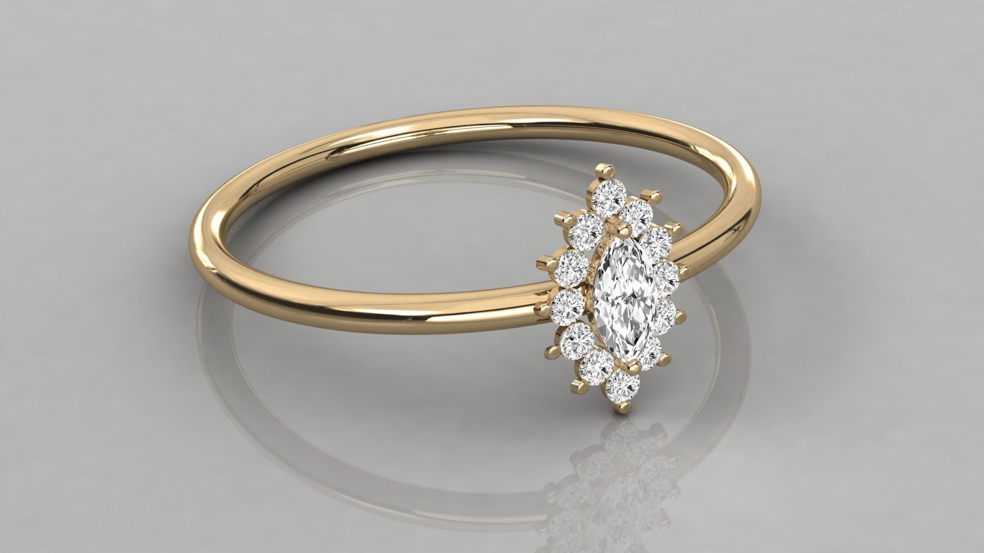 Women solitaire ring 3dm stl render detail  3D print model_6