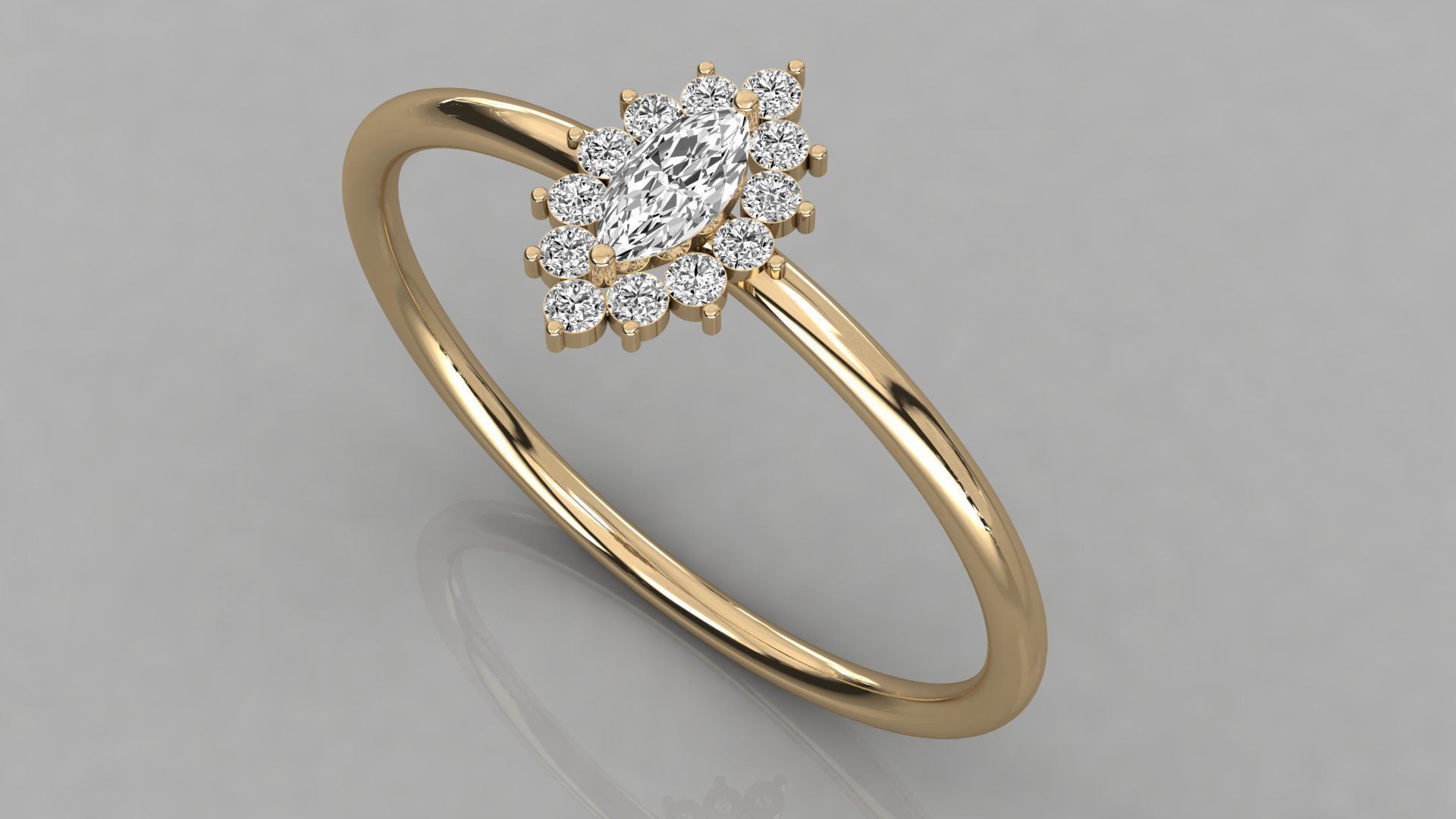 Women solitaire ring 3dm stl render detail  3D print model_3