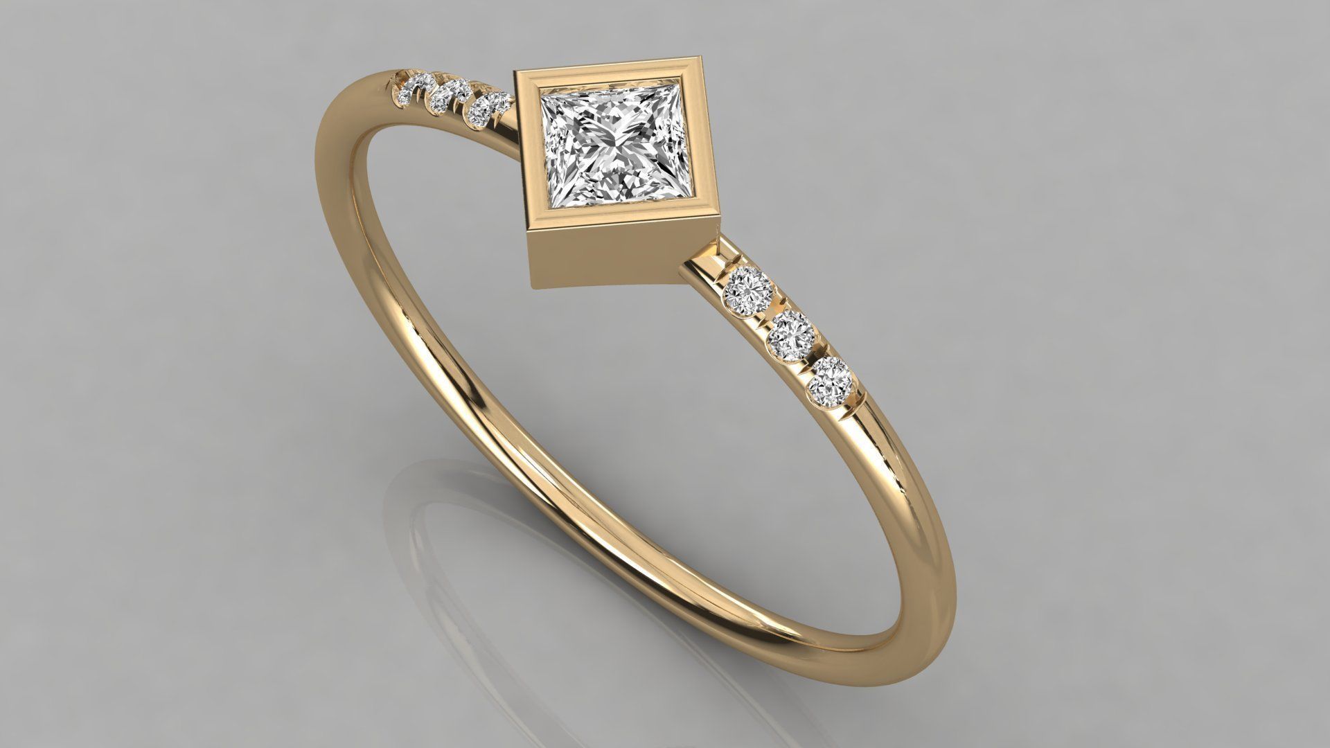 Women solitaire ring 3dm stl render detail  3D print model_3
