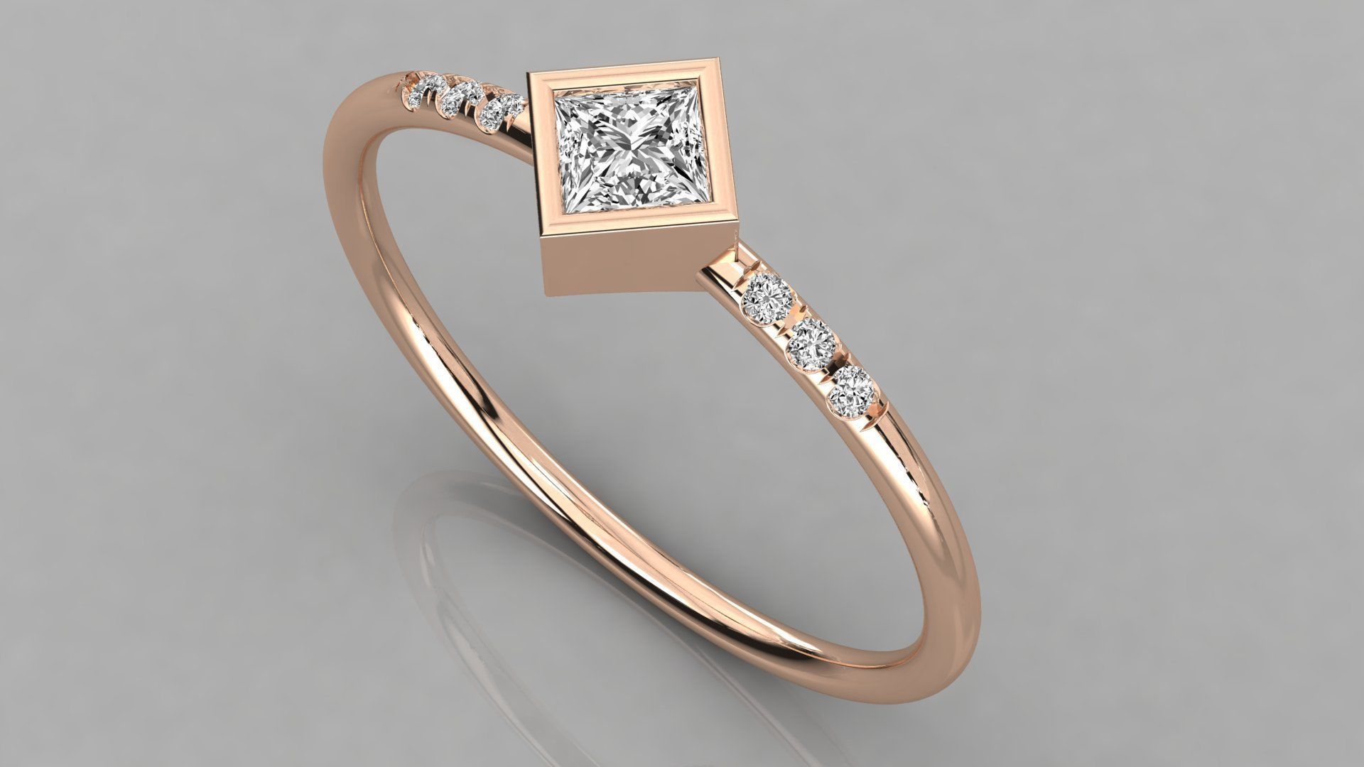 Women solitaire ring 3dm stl render detail  3D print model_1
