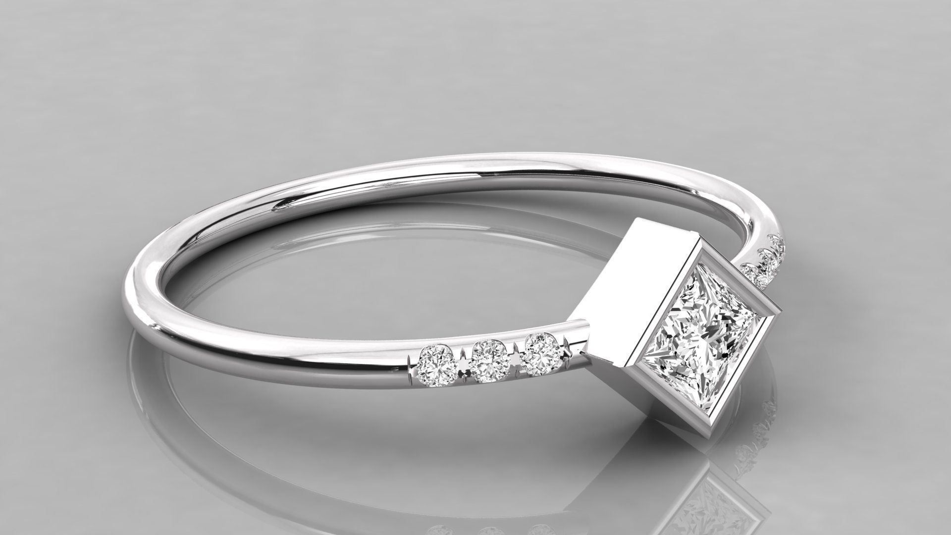 Women solitaire ring 3dm stl render detail  3D print model_5