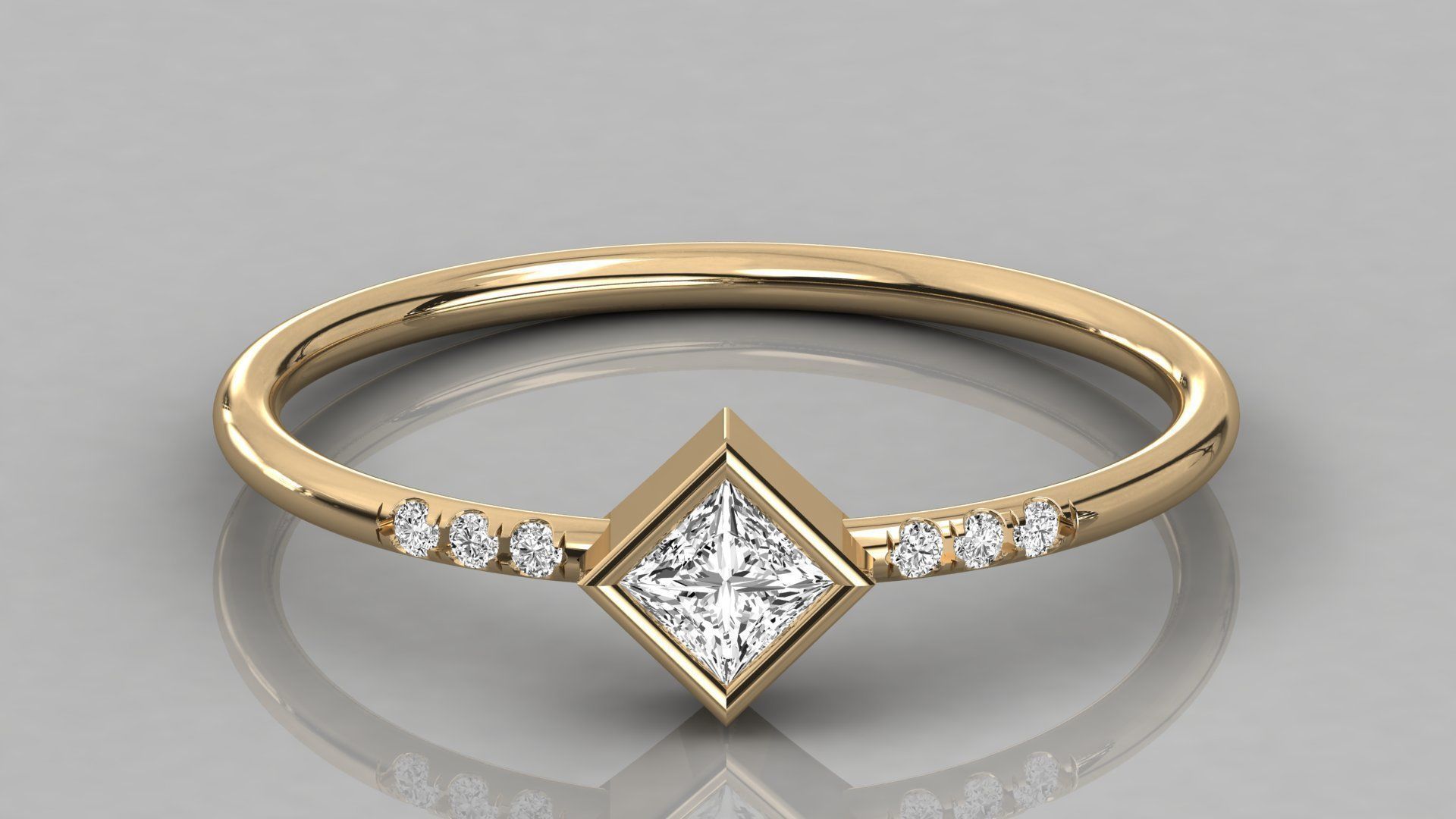 Women solitaire ring 3dm stl render detail  3D print model_8