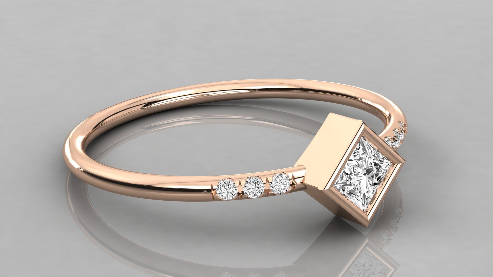 Women solitaire ring 3dm stl render detail  3D print model_4