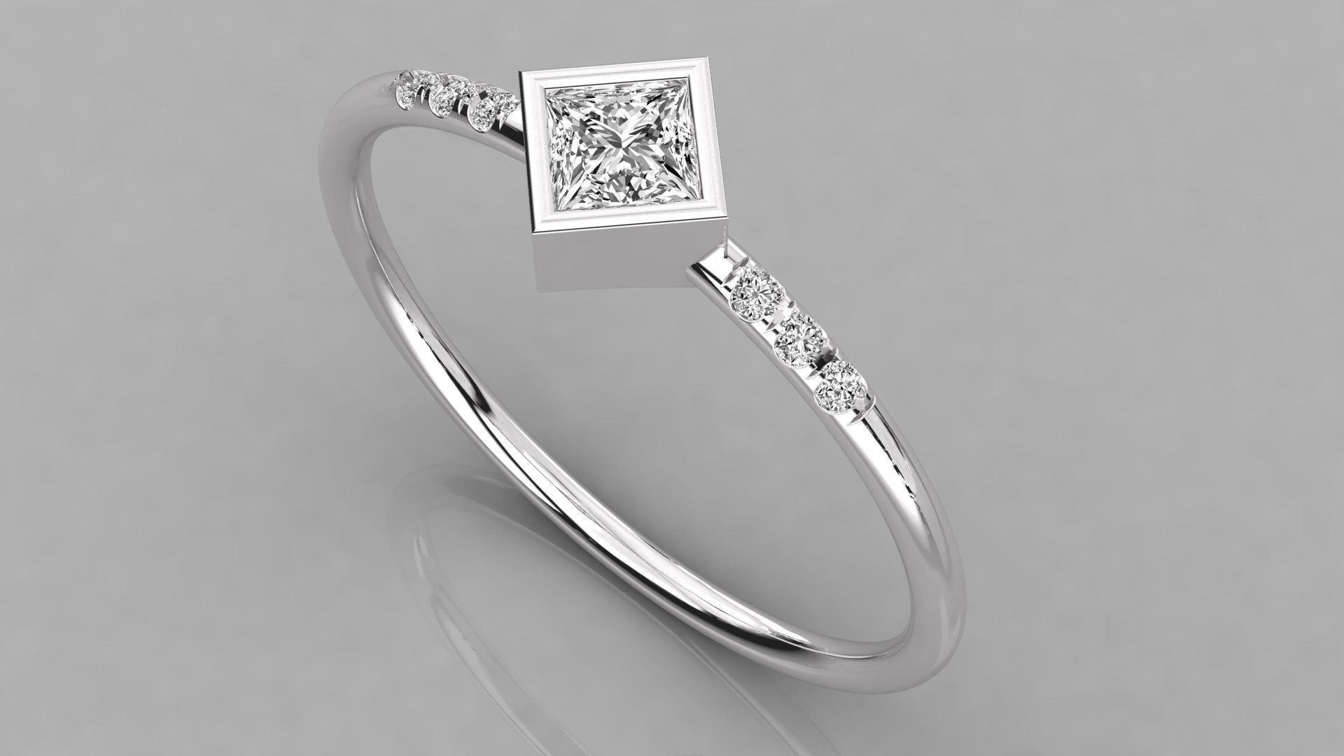 Women solitaire ring 3dm stl render detail  3D print model_2