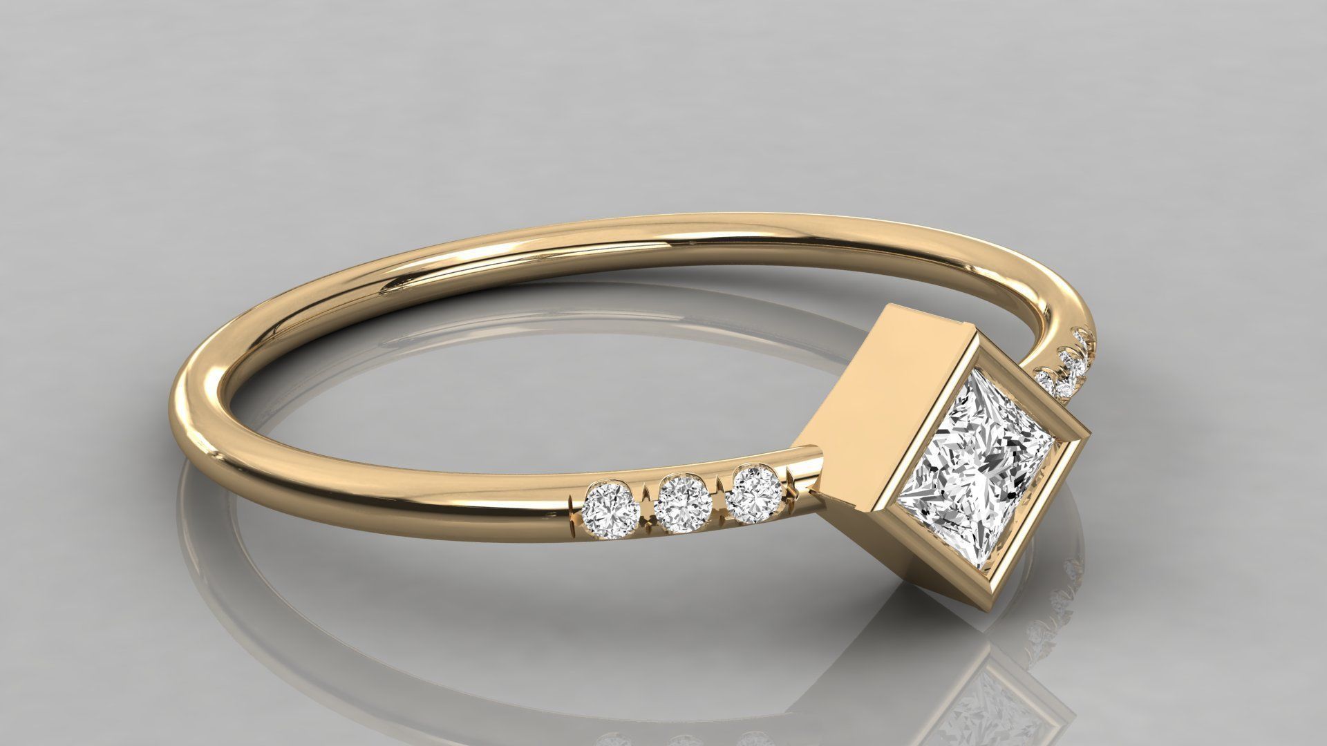 Women solitaire ring 3dm stl render detail  3D print model_6