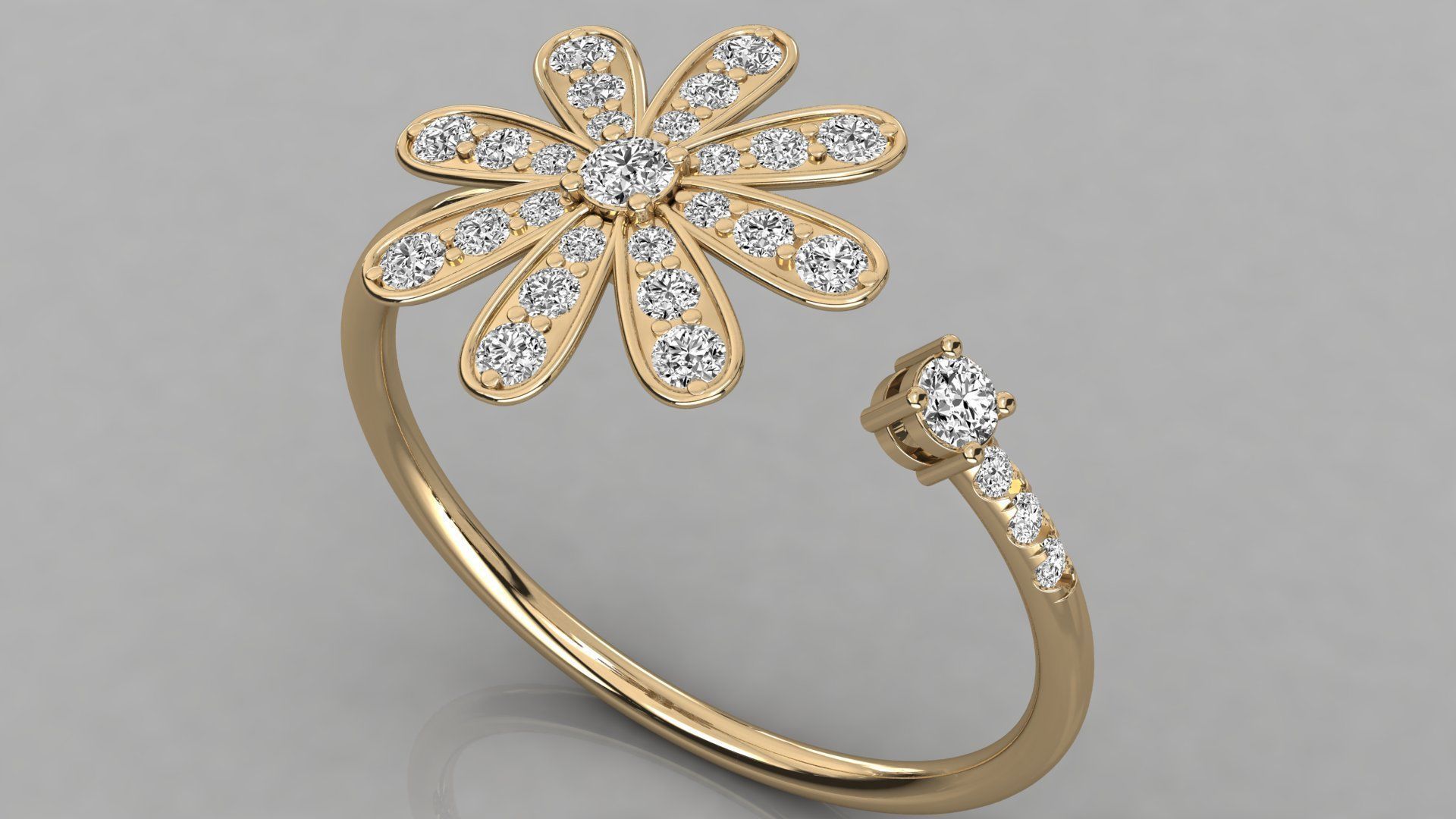 Women solitaire ring 3dm stl render detail  3D print model_3