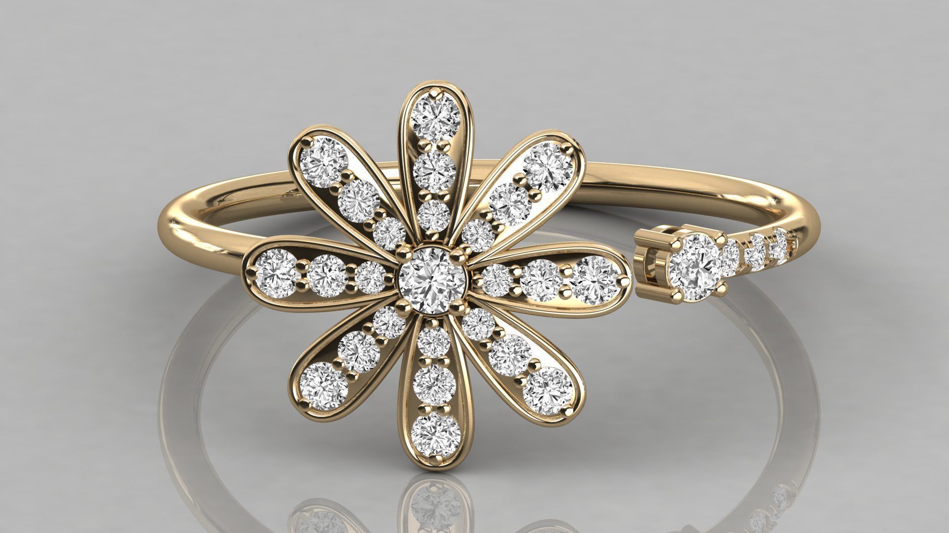 Women solitaire ring 3dm stl render detail  3D print model_8