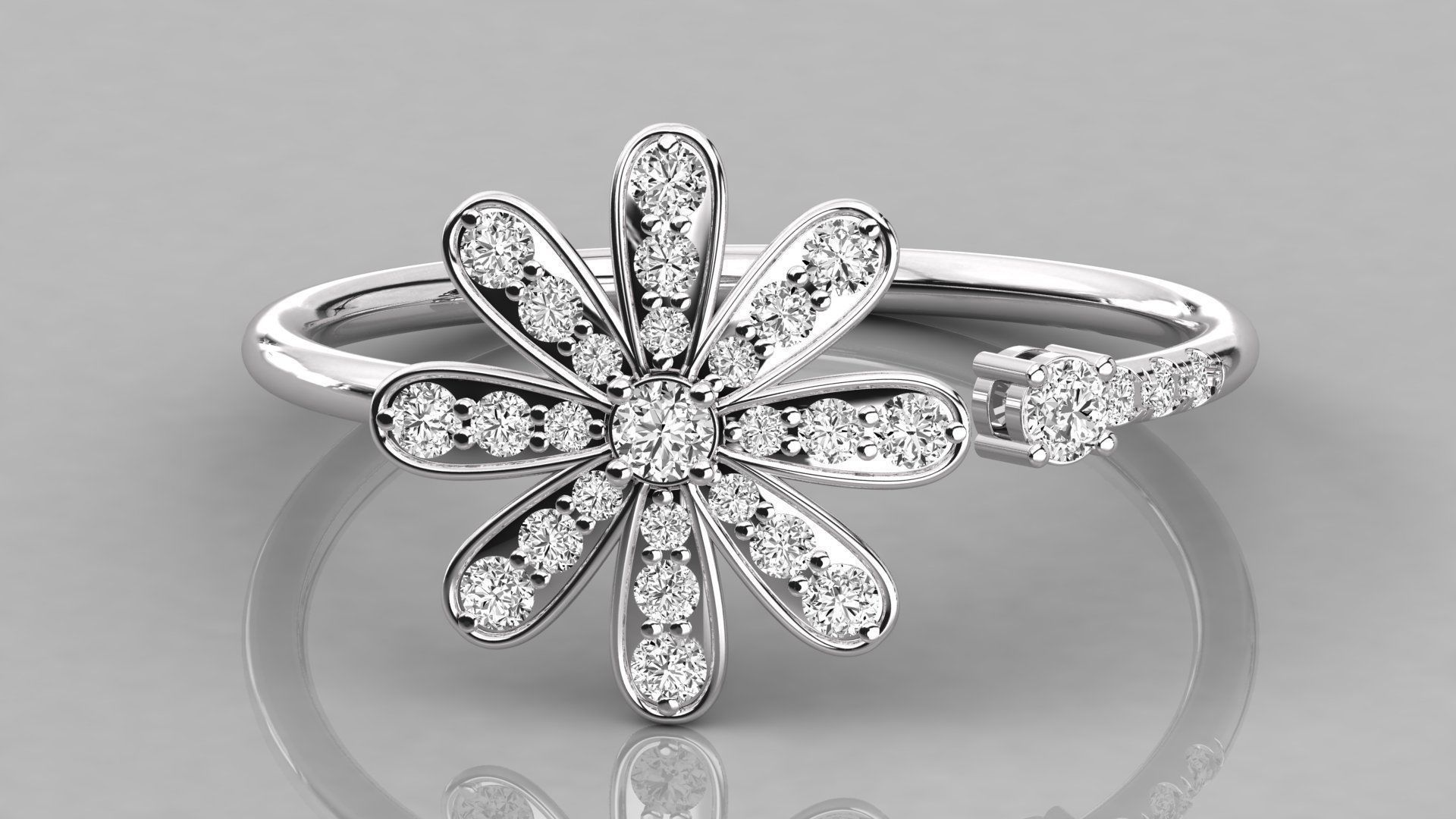 Women solitaire ring 3dm stl render detail  3D print model_7