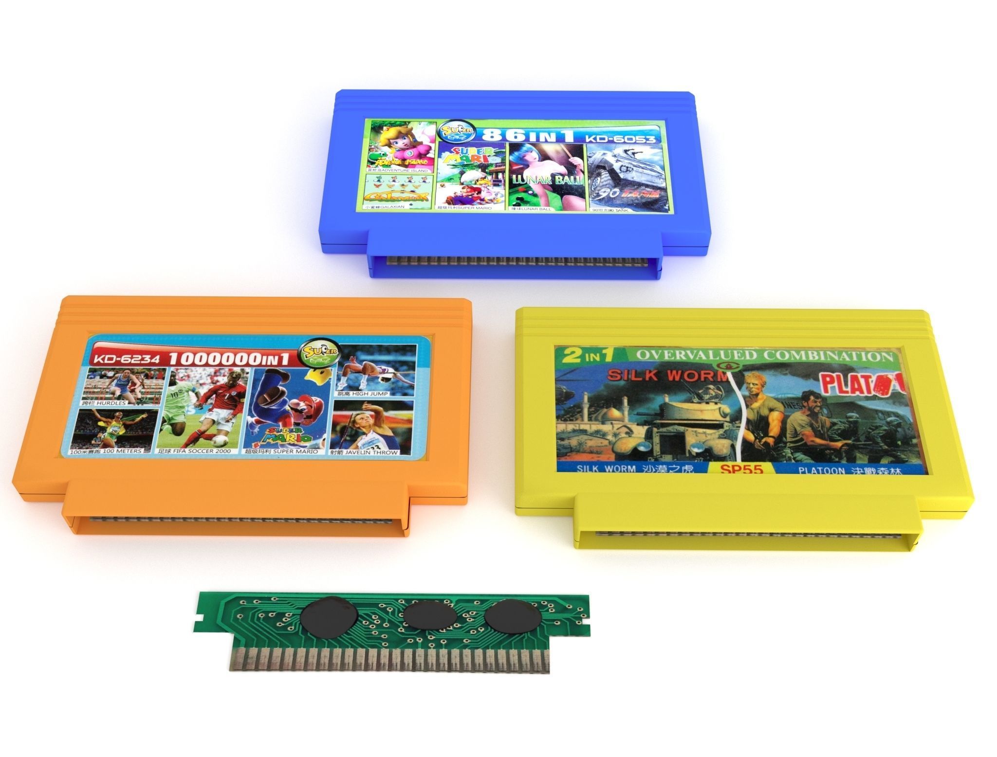 Cartridges for  Dendy 8 bit Low-poly 3D model_4