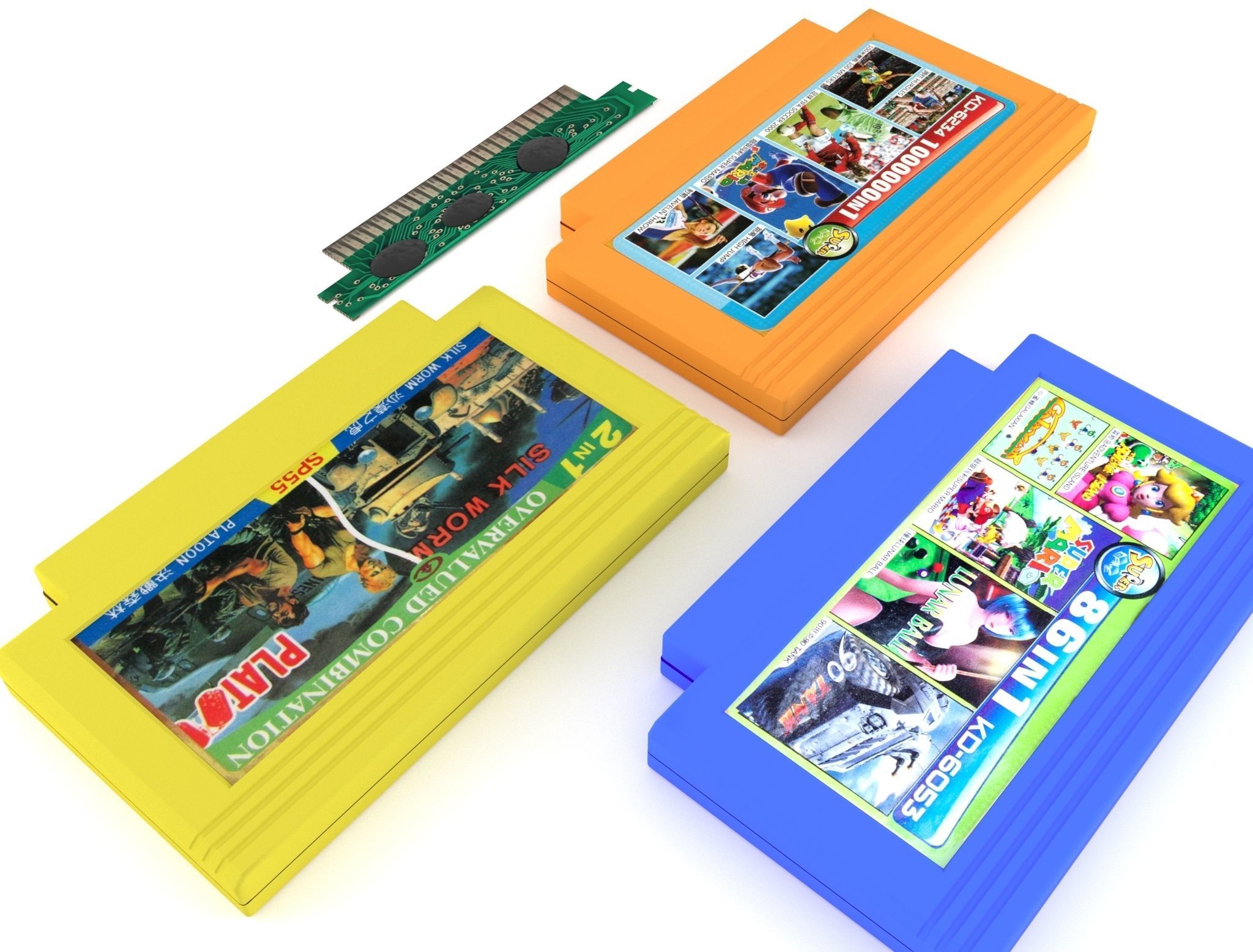 Cartridges for  Dendy 8 bit Low-poly 3D model_6
