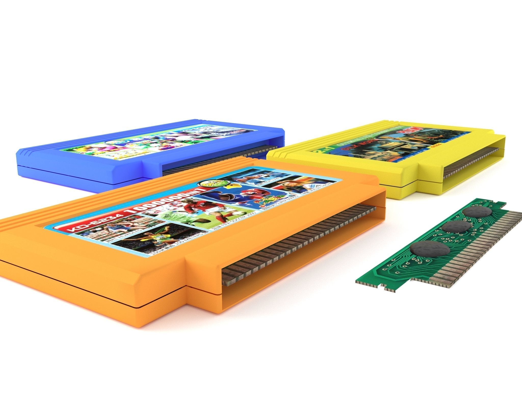 Cartridges for  Dendy 8 bit Low-poly 3D model_1