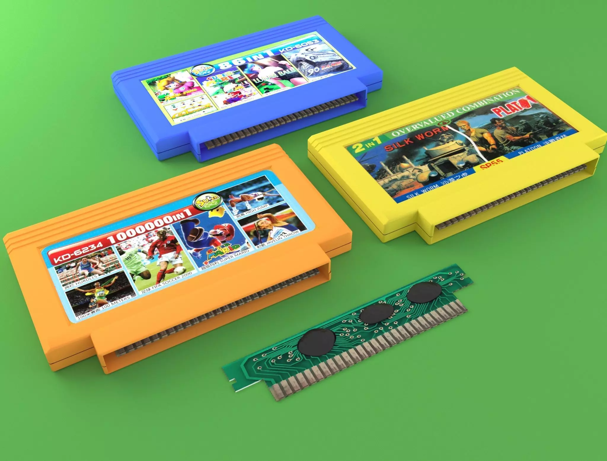 Cartridges for  Dendy 8 bit Low-poly 3D model_0