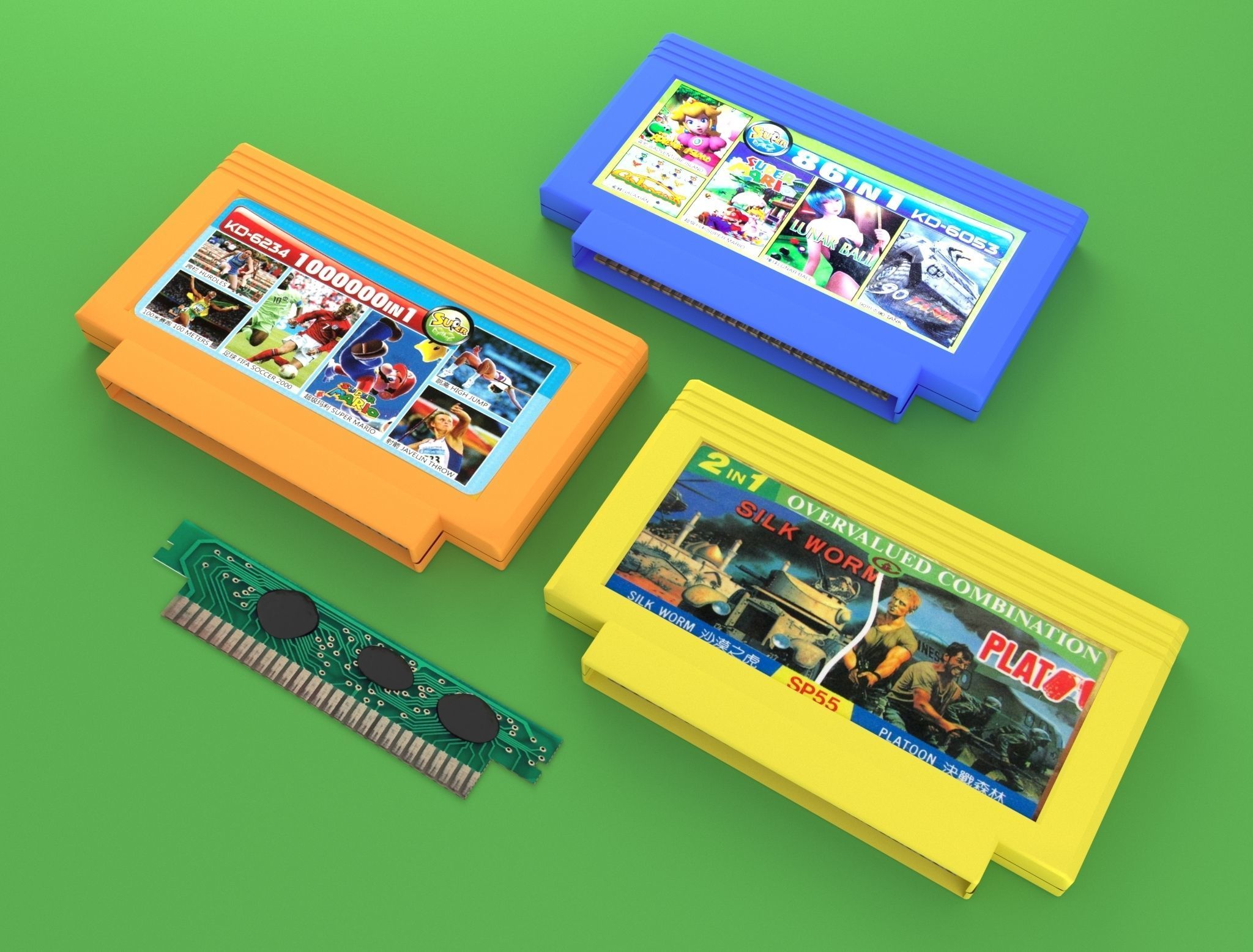 Cartridges for  Dendy 8 bit Low-poly 3D model_2