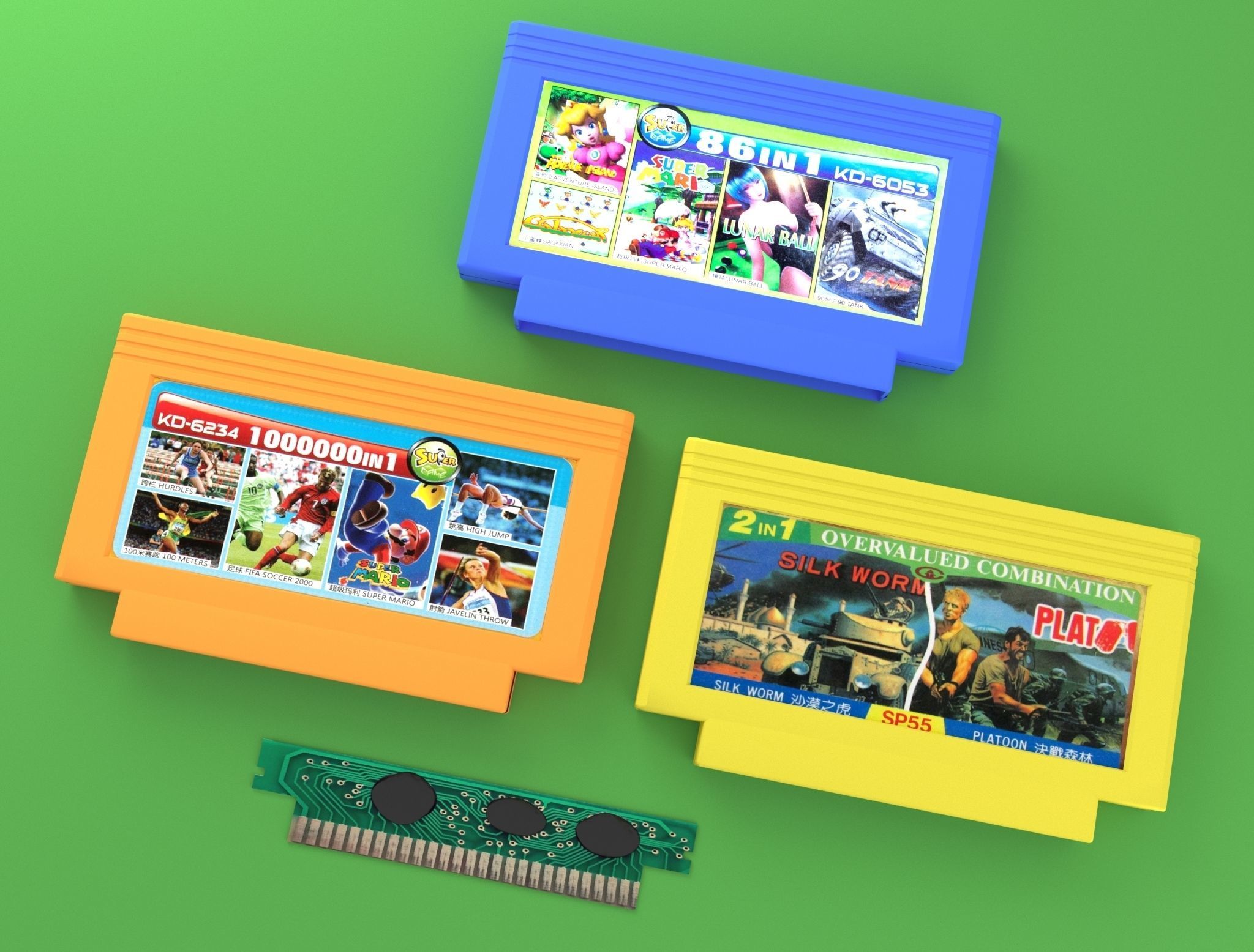 Cartridges for  Dendy 8 bit Low-poly 3D model_3