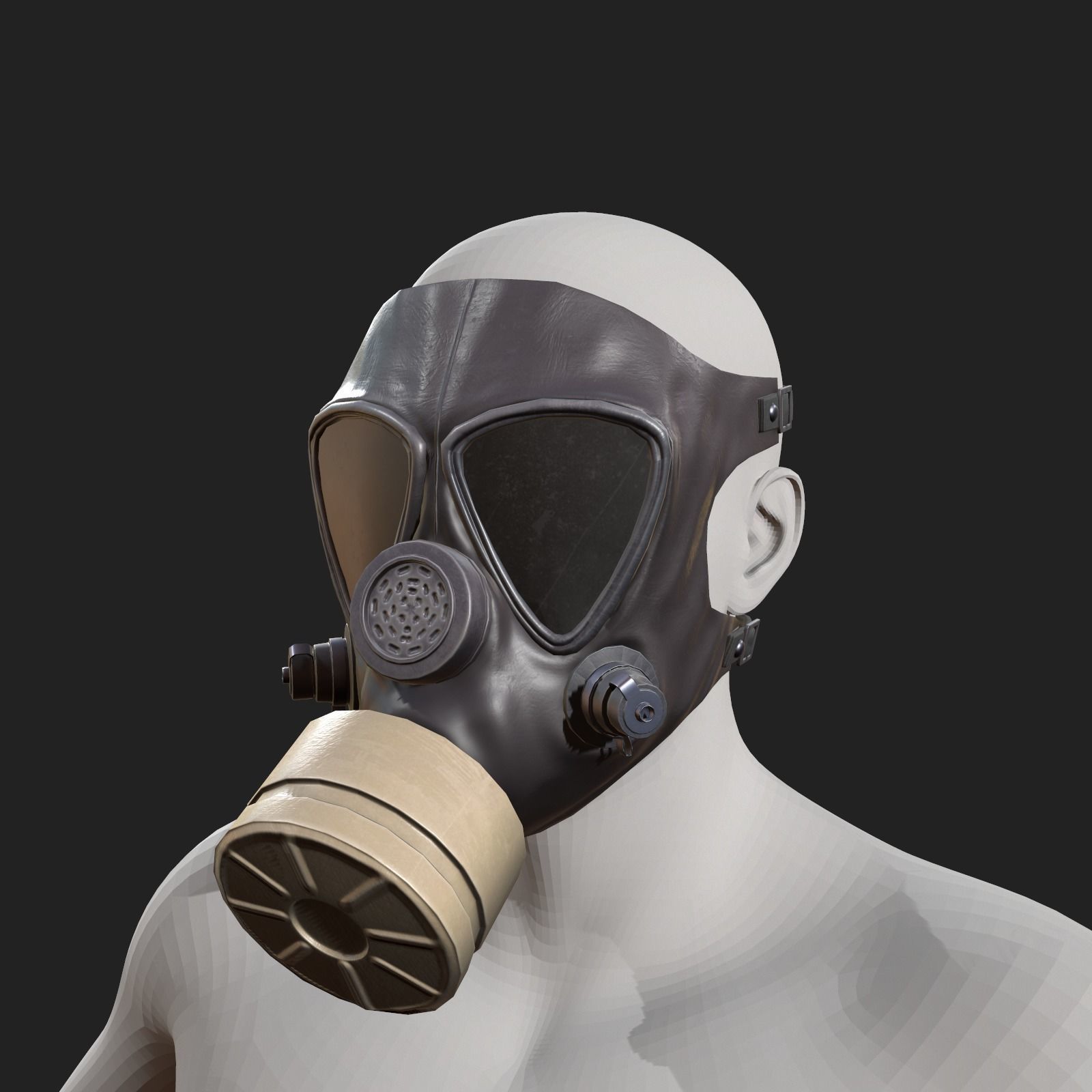 Gas mask helmet 3d model military Low-poly 3D model_4