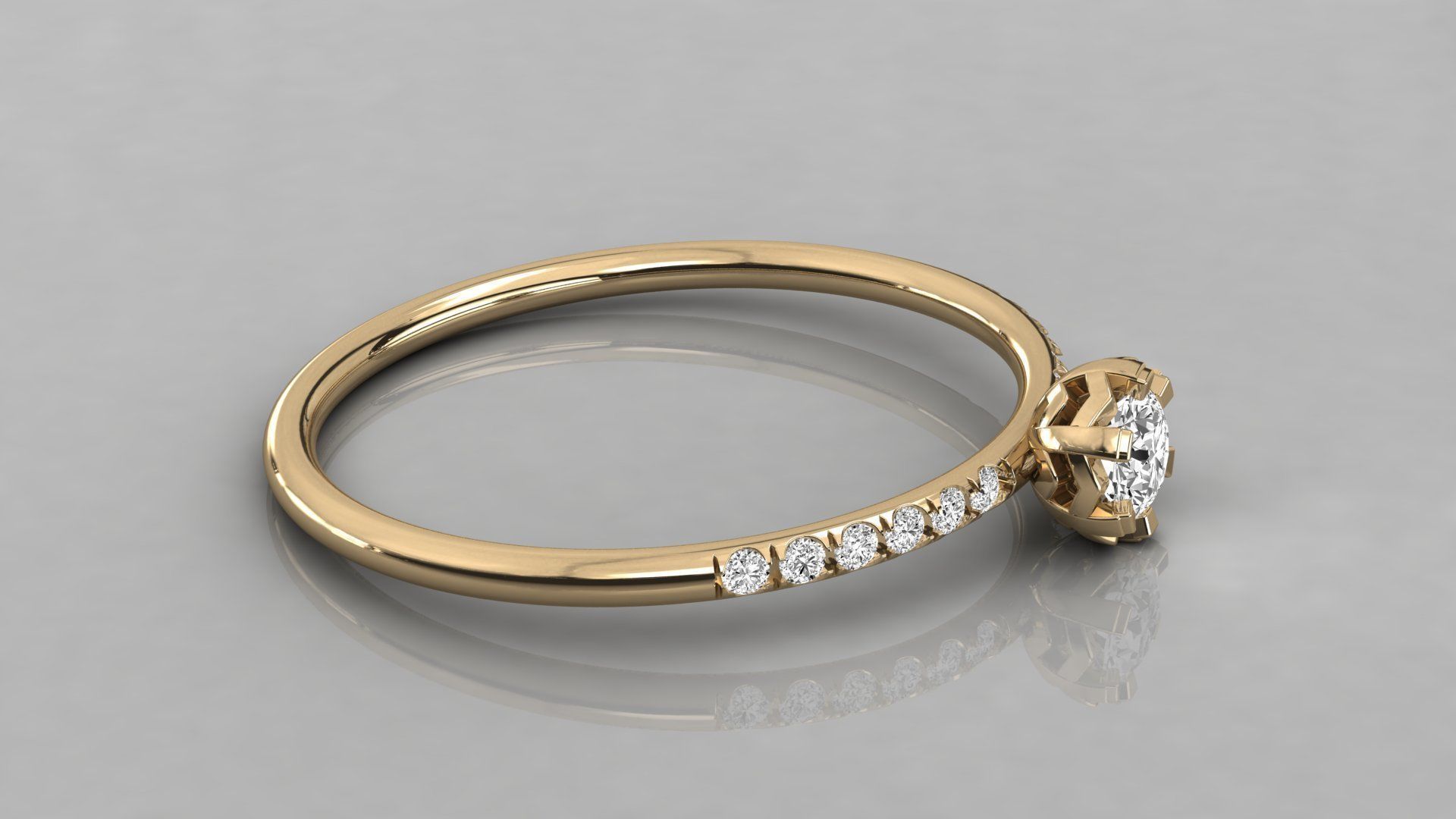 Women solitaire ring 3dm stl render detail  3D print model_6