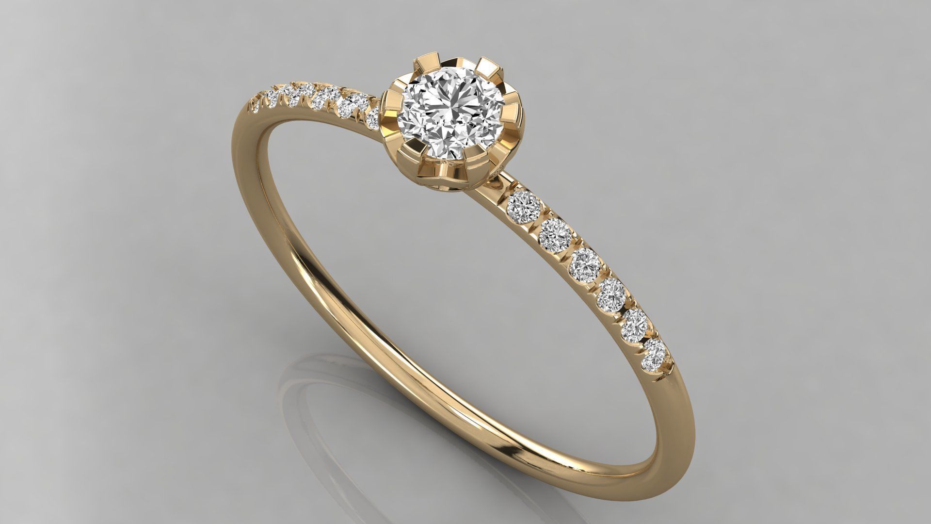 Women solitaire ring 3dm stl render detail  3D print model_3