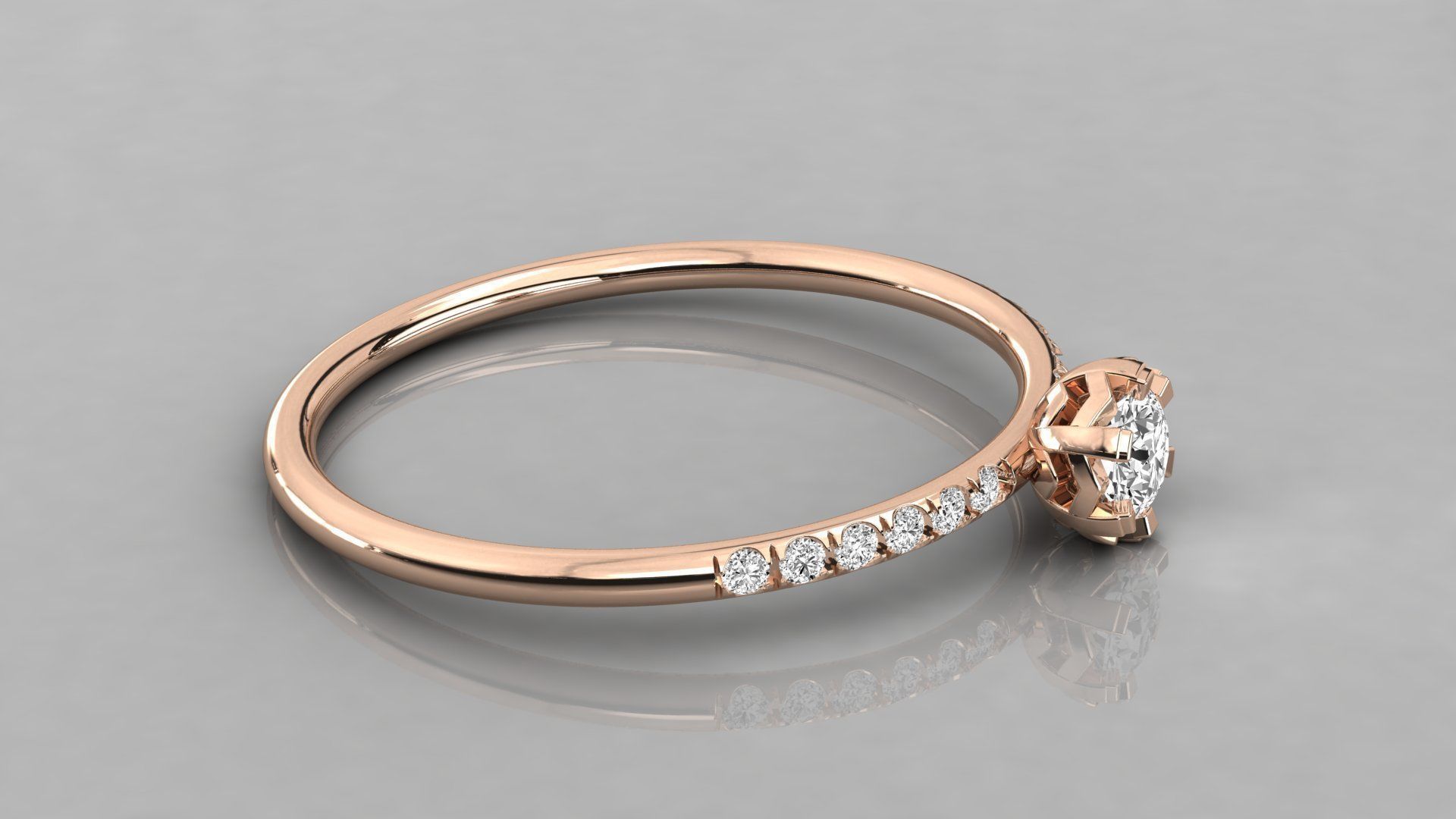 Women solitaire ring 3dm stl render detail  3D print model_4