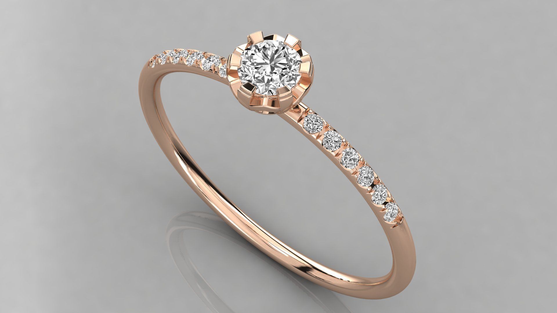 Women solitaire ring 3dm stl render detail  3D print model_1