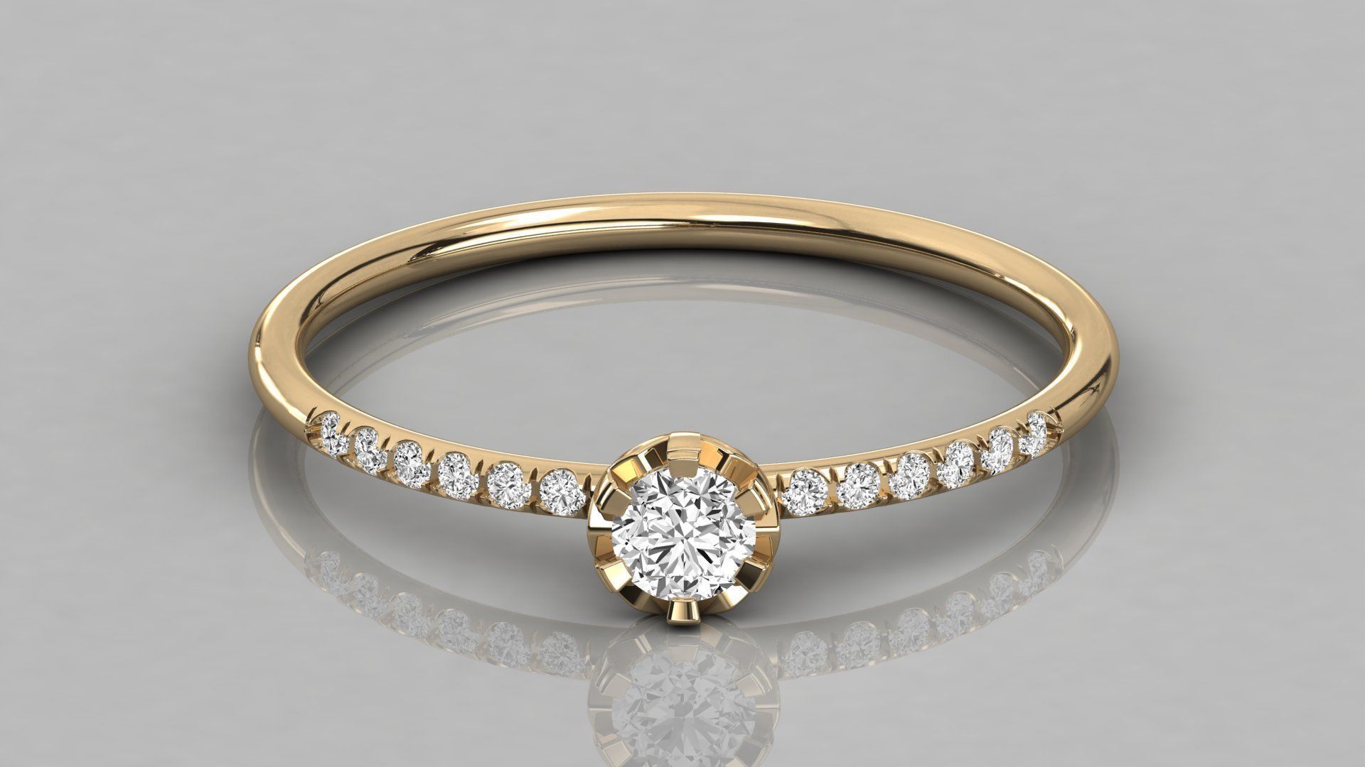 Women solitaire ring 3dm stl render detail  3D print model_8