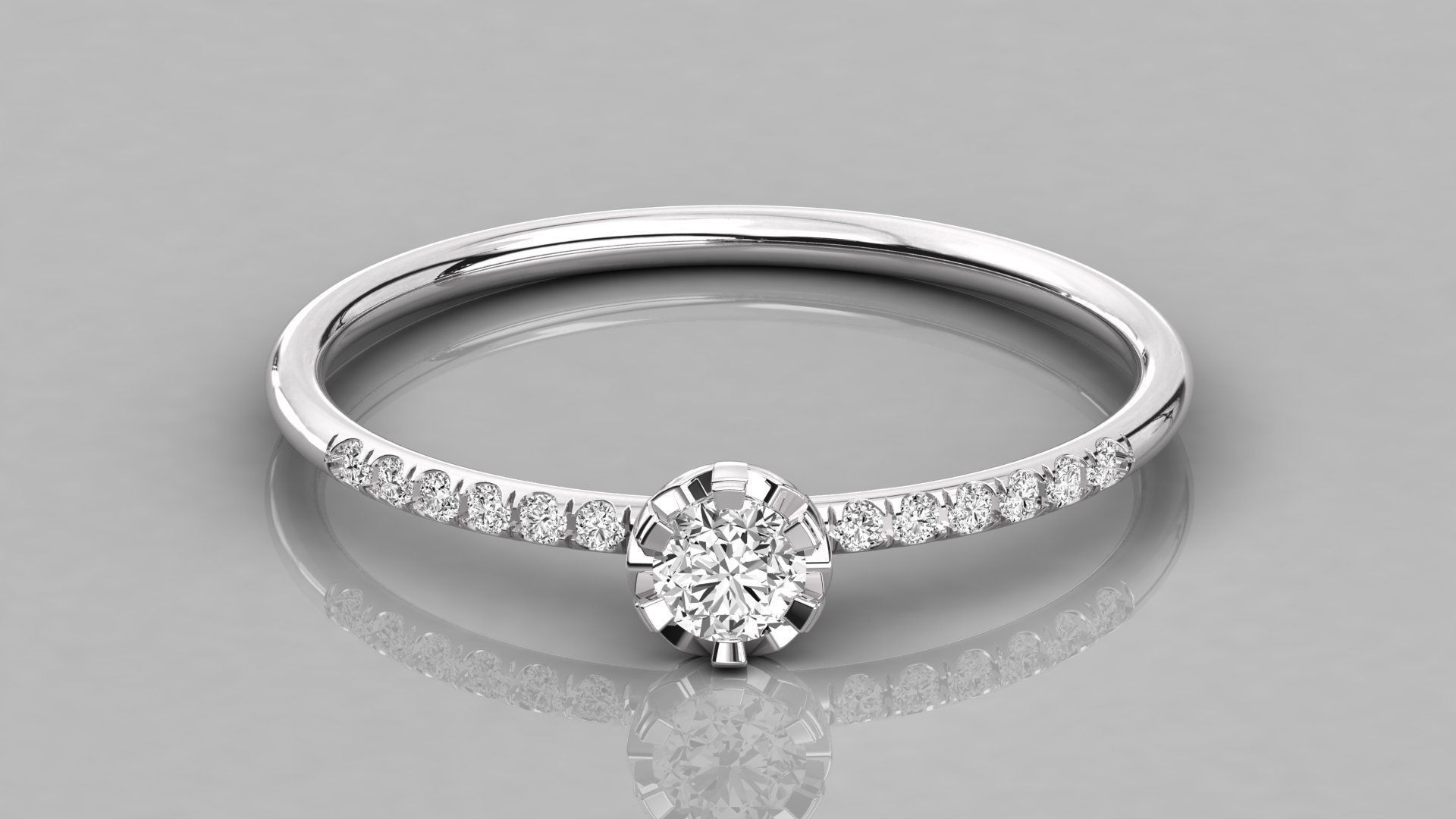 Women solitaire ring 3dm stl render detail  3D print model_7