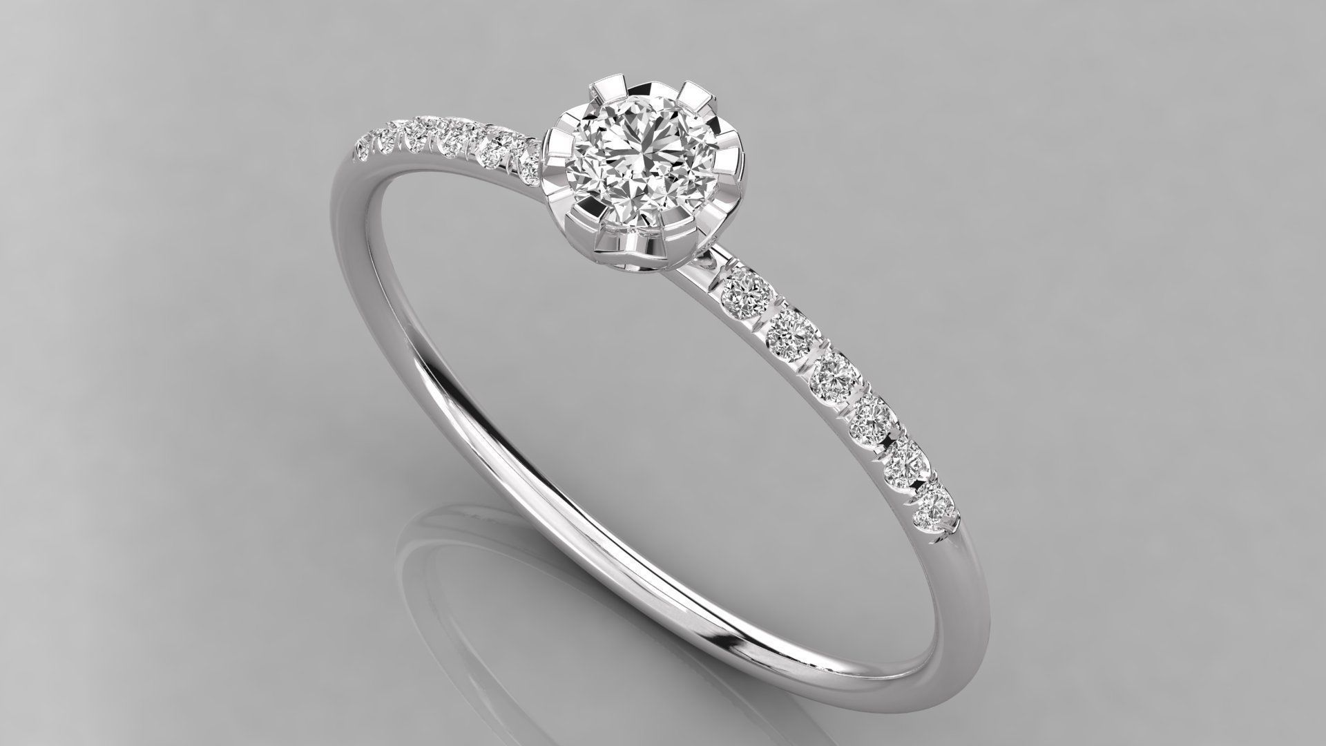 Women solitaire ring 3dm stl render detail  3D print model_2