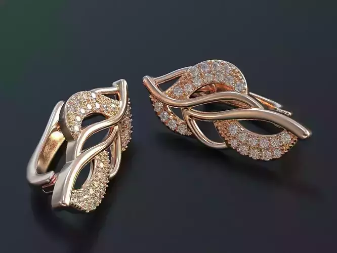 Stylish twig earrings with diamonds 477