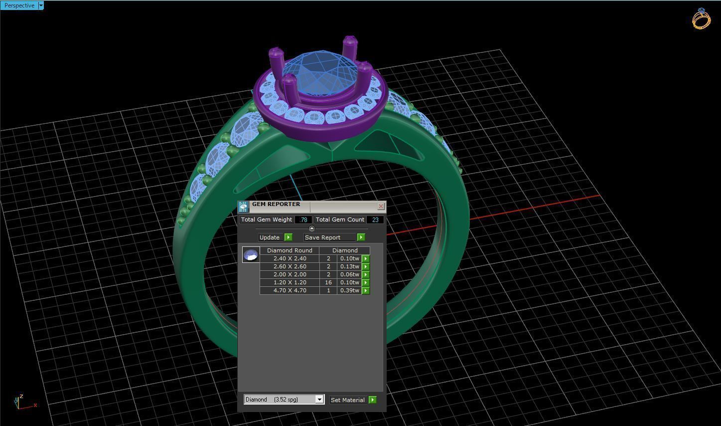 Unique Cluster Halo Ring 3D print model_3
