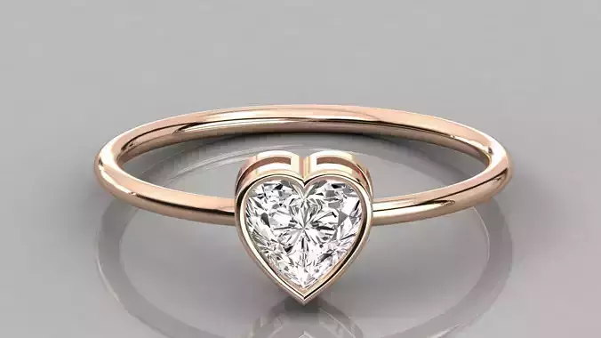 Women solitaire heart ring 3dm stl render detail  3D print model