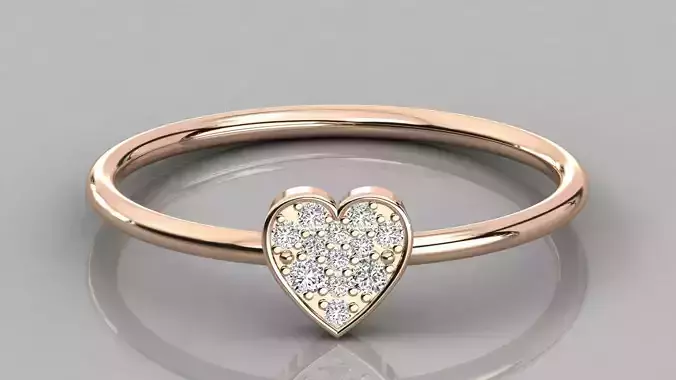 Women solitaire heart ring 3dm render detail 