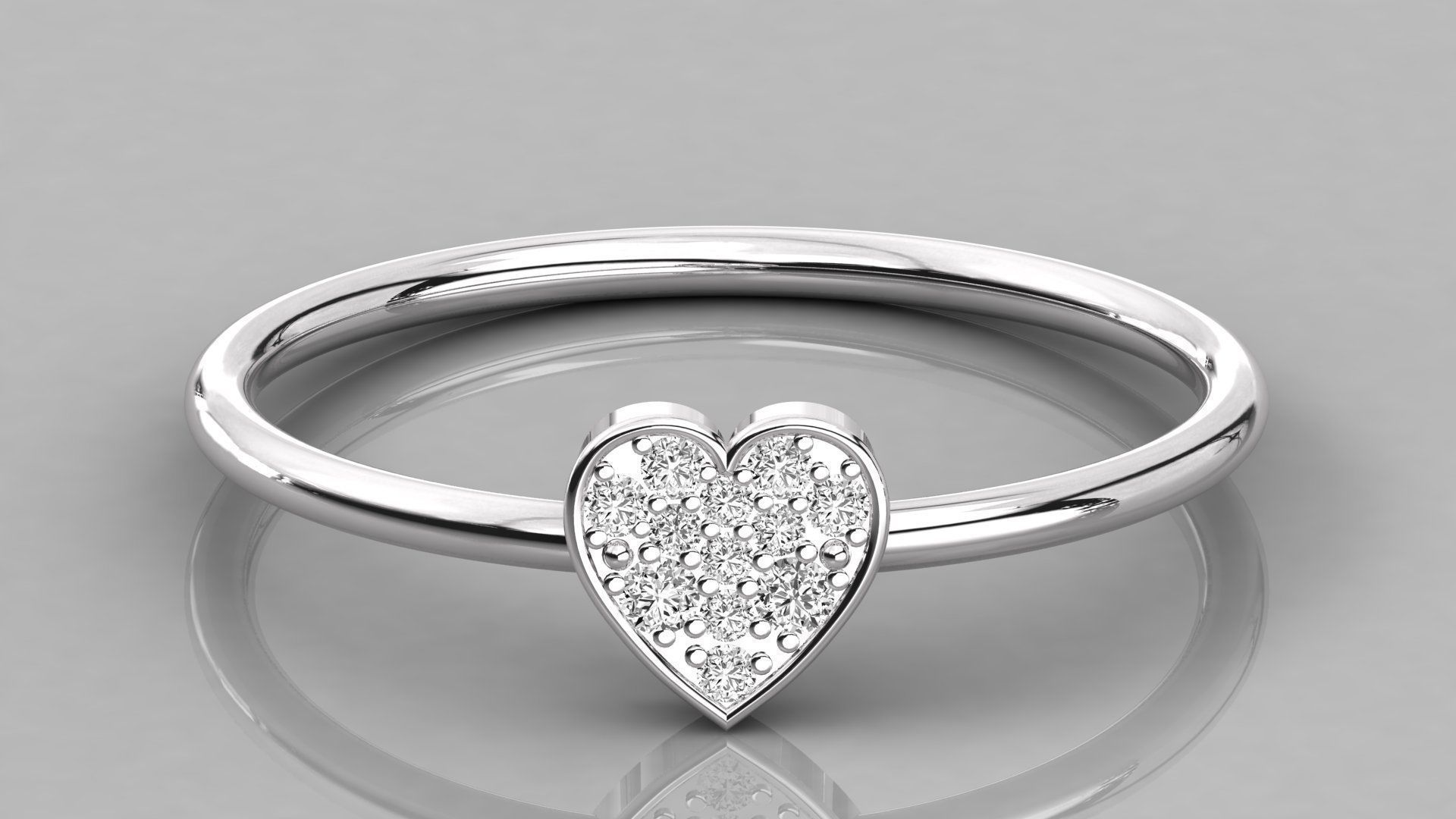 Women solitaire heart ring 3dm render detail 3D print model_7
