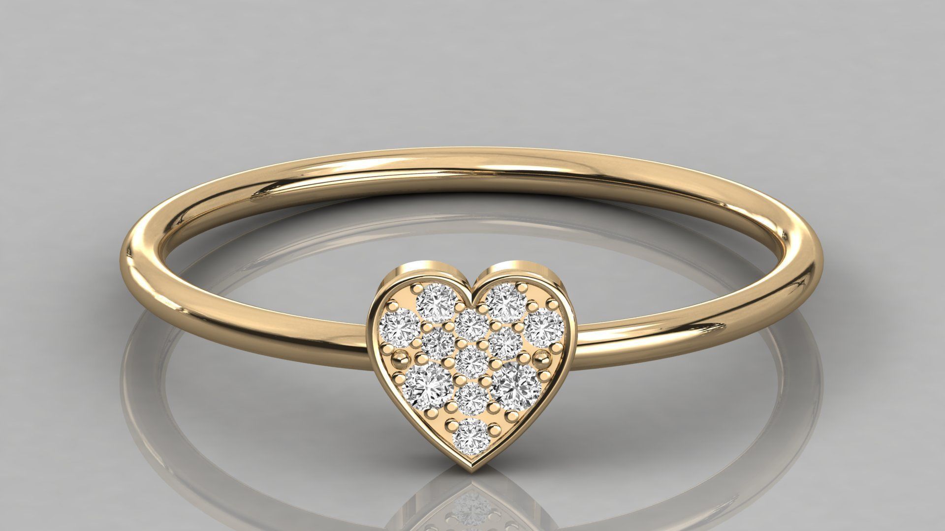 Women solitaire heart ring 3dm render detail 3D print model_8
