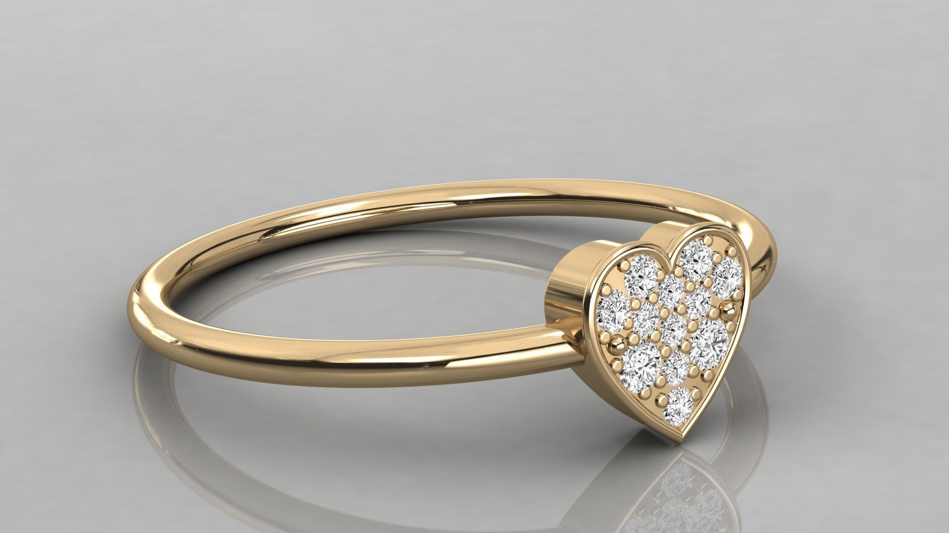 Women solitaire heart ring 3dm render detail 3D print model_4
