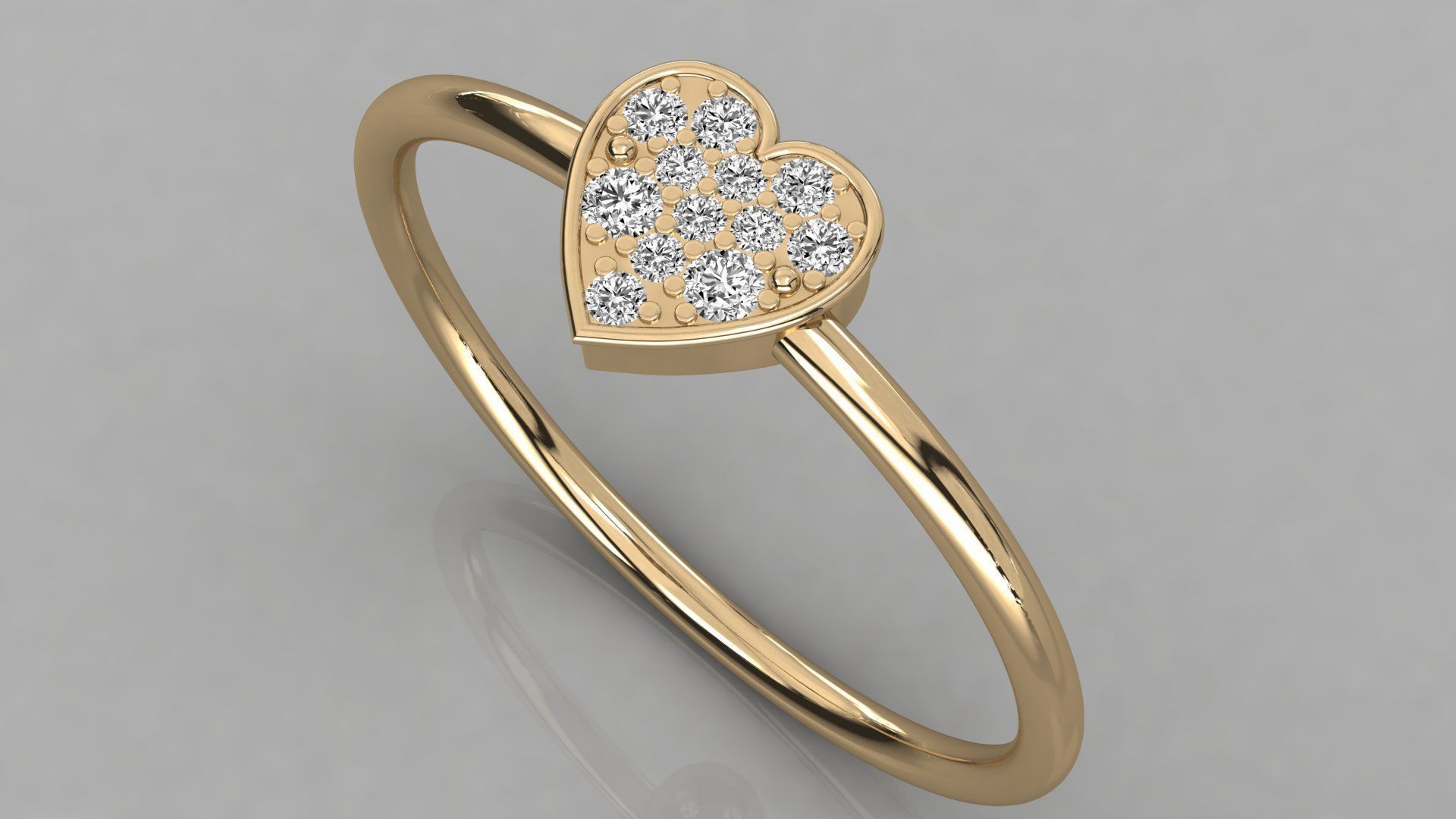 Women solitaire heart ring 3dm render detail 3D print model_6