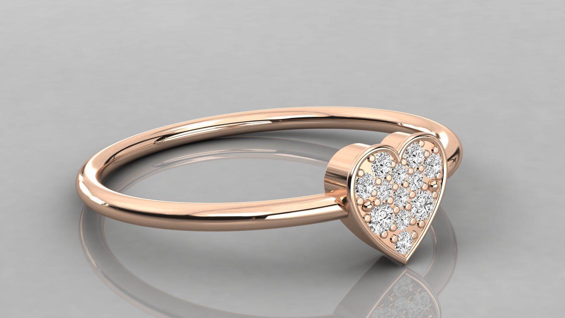 Women solitaire heart ring 3dm render detail 3D print model_2