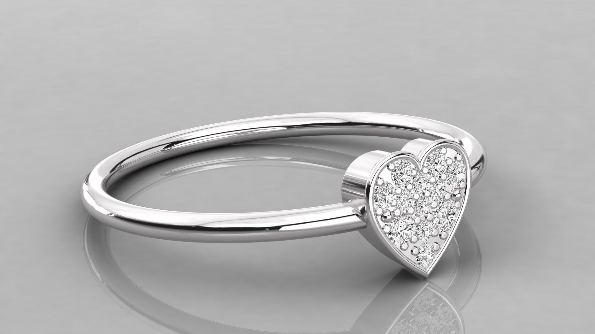Women solitaire heart ring 3dm render detail 3D print model_3