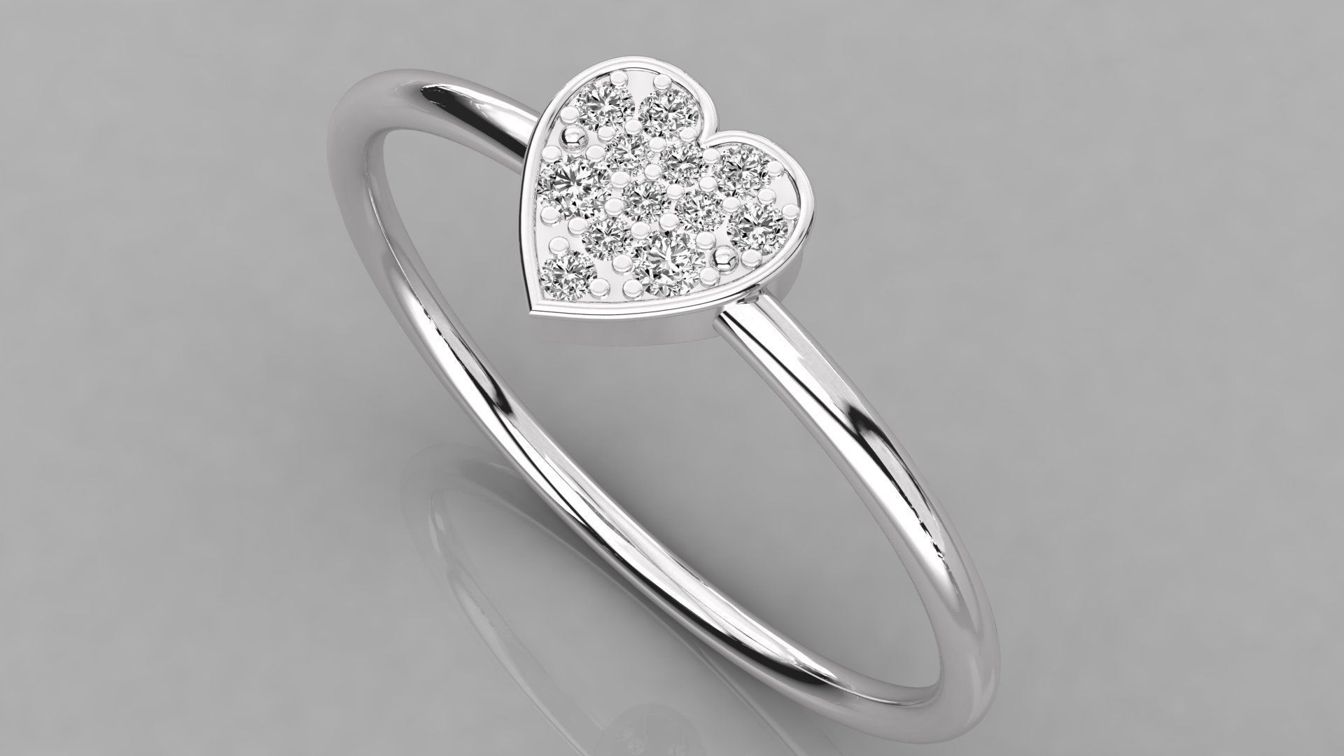 Women solitaire heart ring 3dm render detail 3D print model_5