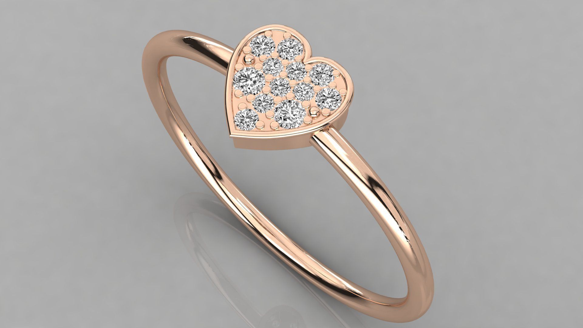 Women solitaire heart ring 3dm render detail 3D print model_1