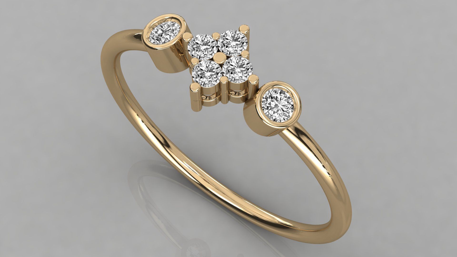 Women solitaire ring 3dm stl render detail  3D print model_3