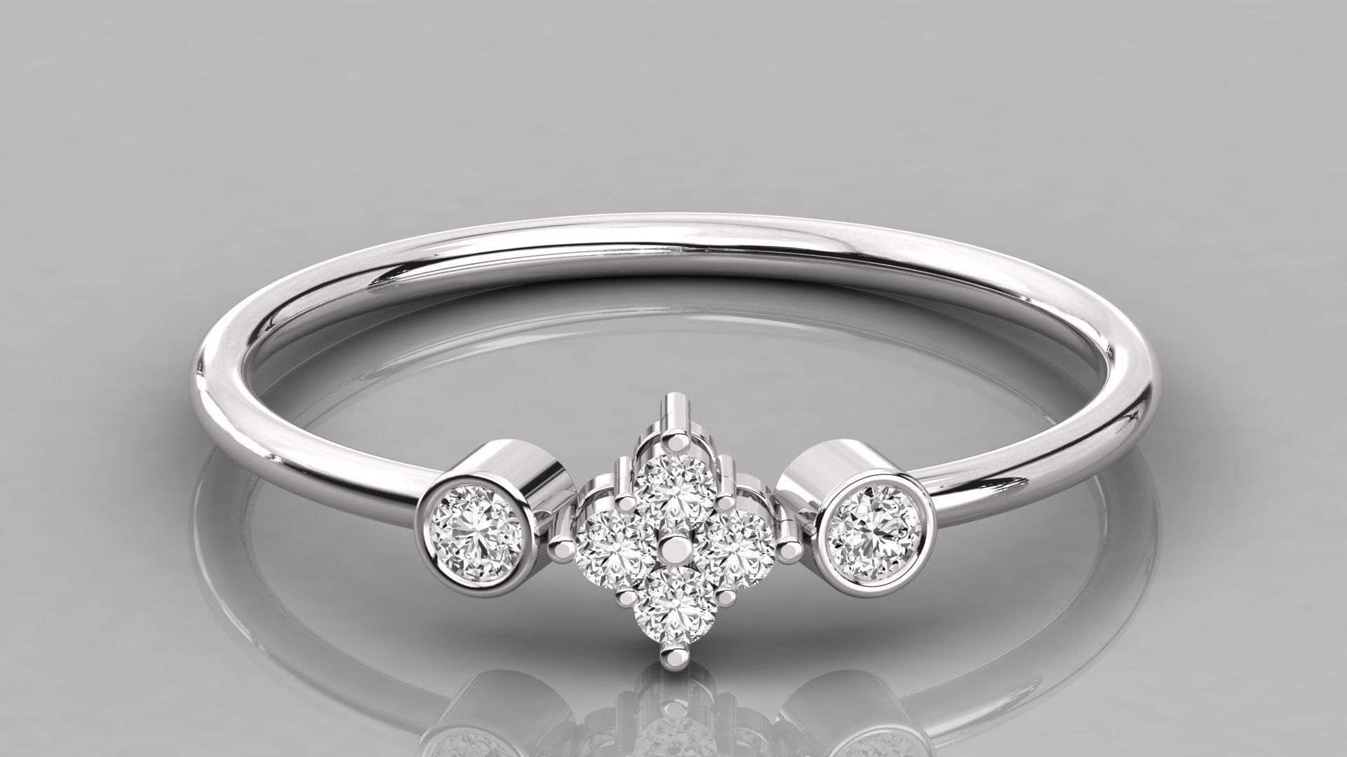 Women solitaire ring 3dm stl render detail  3D print model_7