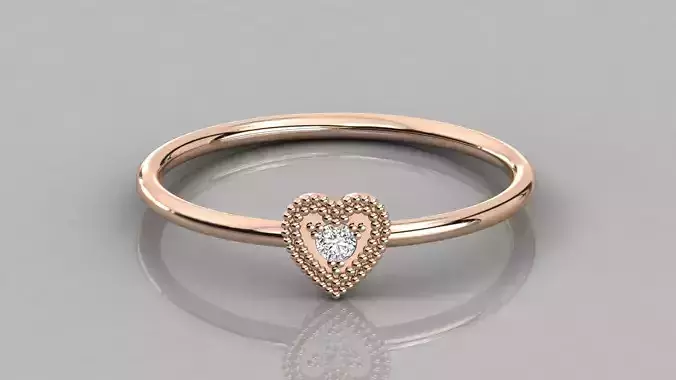 Women solitaire heart ring 3dm stl render detail  3D print model