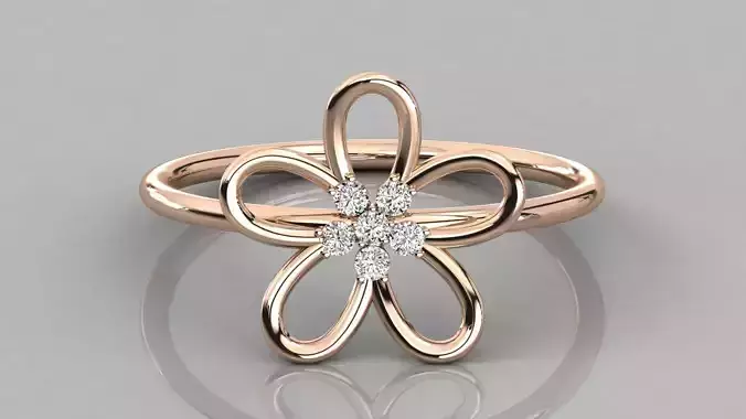 Women flower solitaire ring 3dm stl render detail  3D print model
